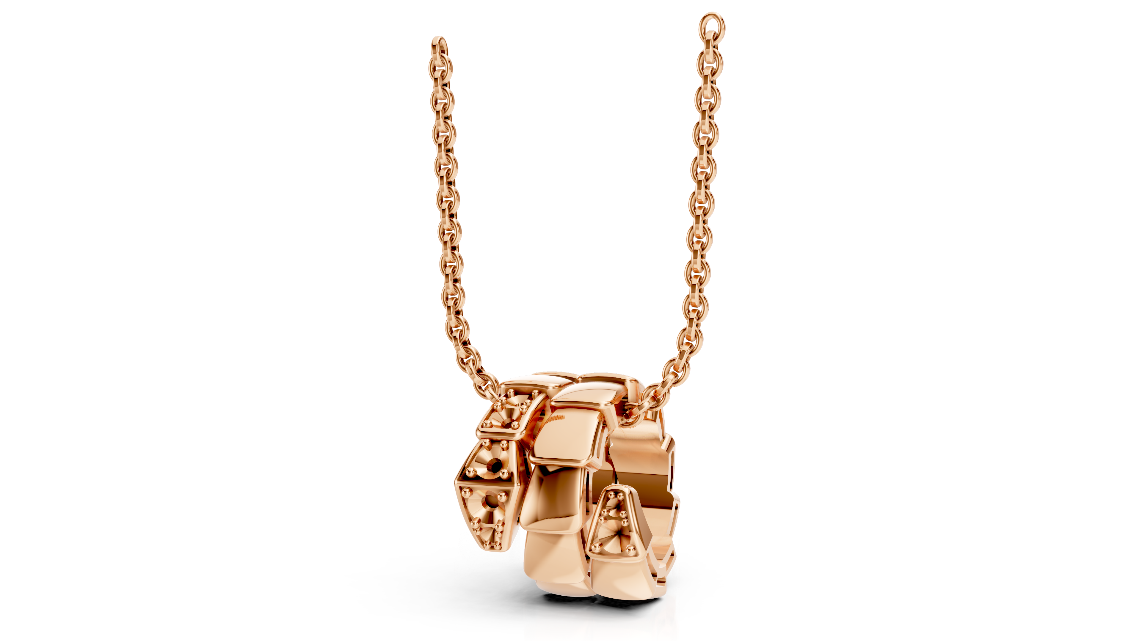 Modern Textured Gold Chain Pendant Necklace
