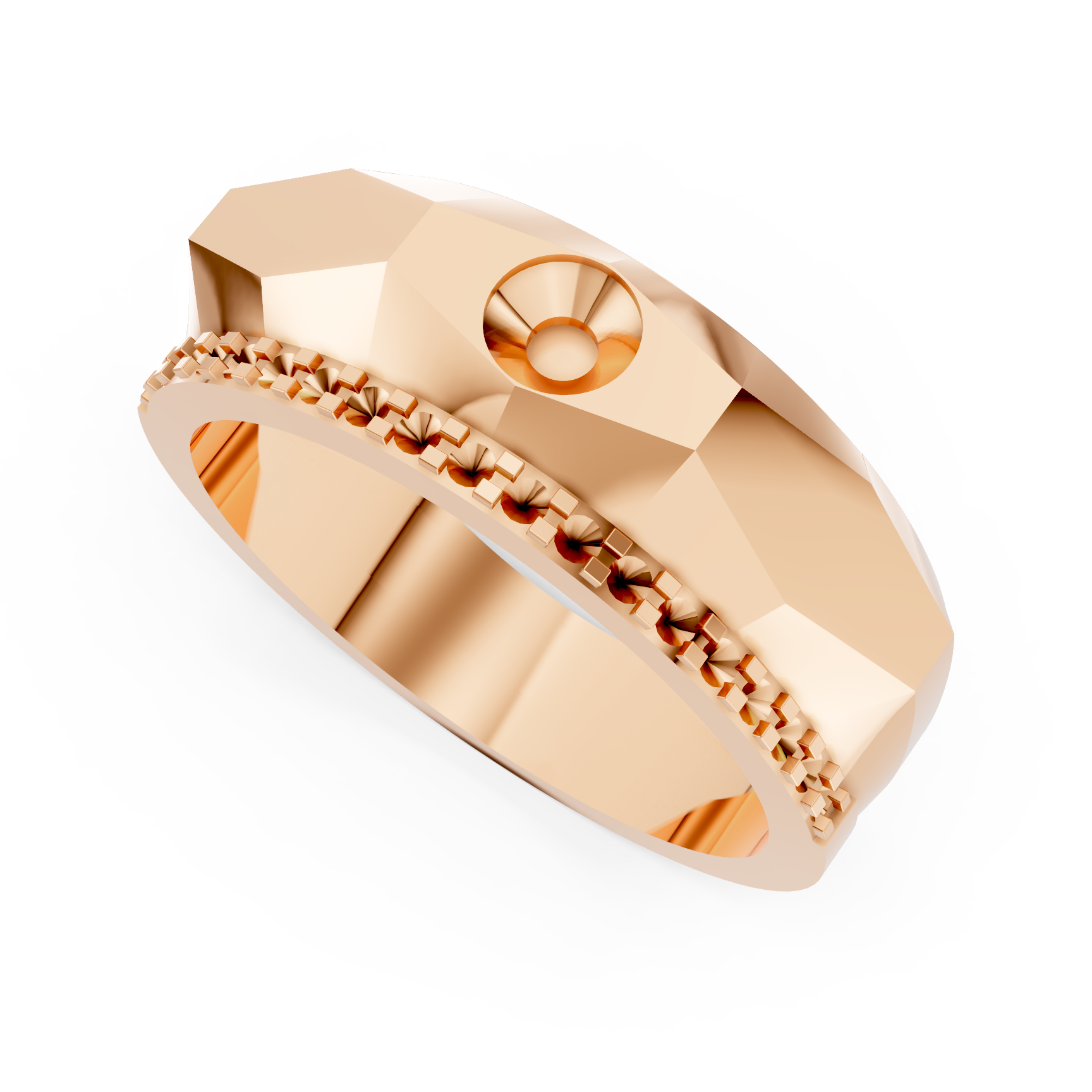 Gents Solitaire Ring with Semi Ring Mount