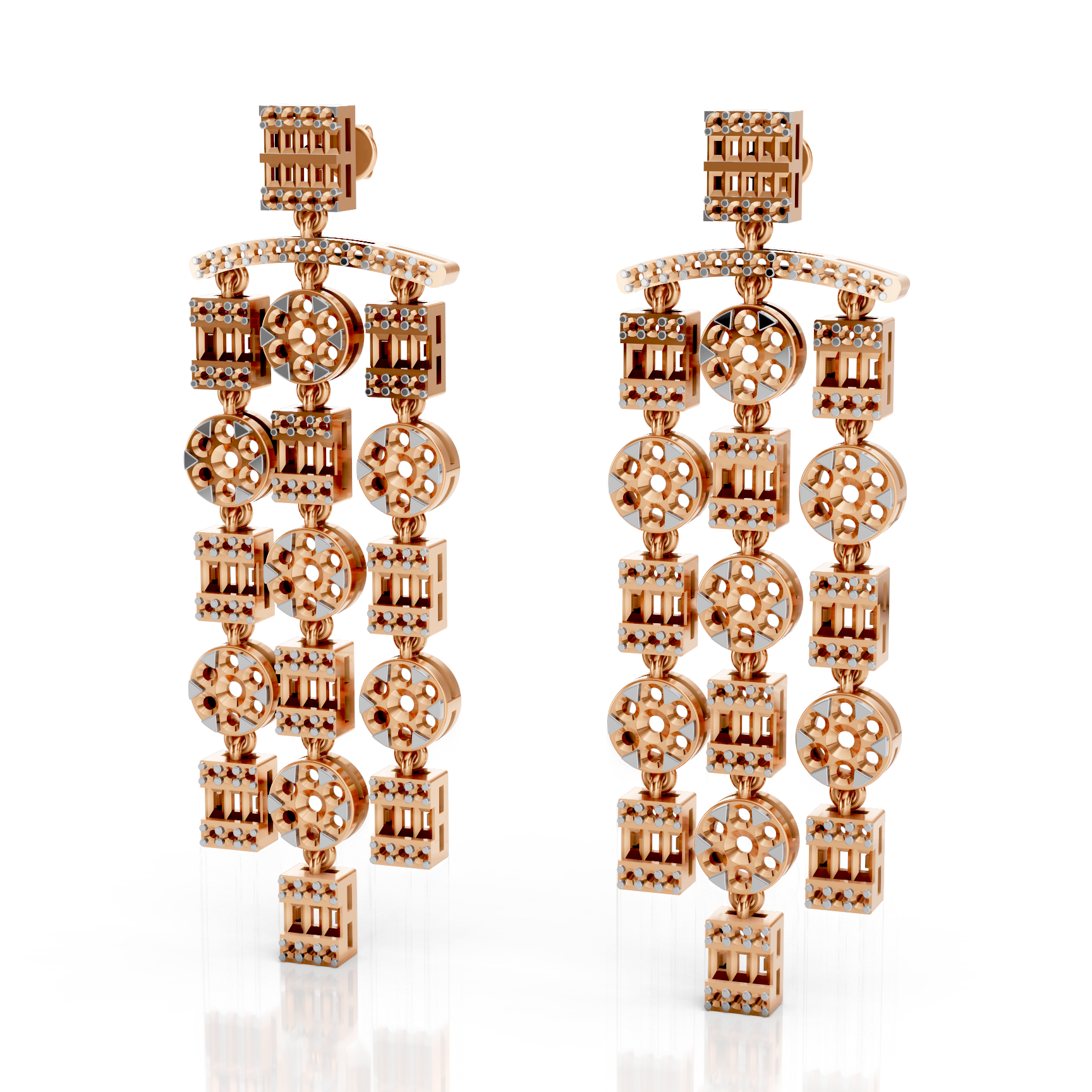 Geometric Cascade Earring Semi Mounts