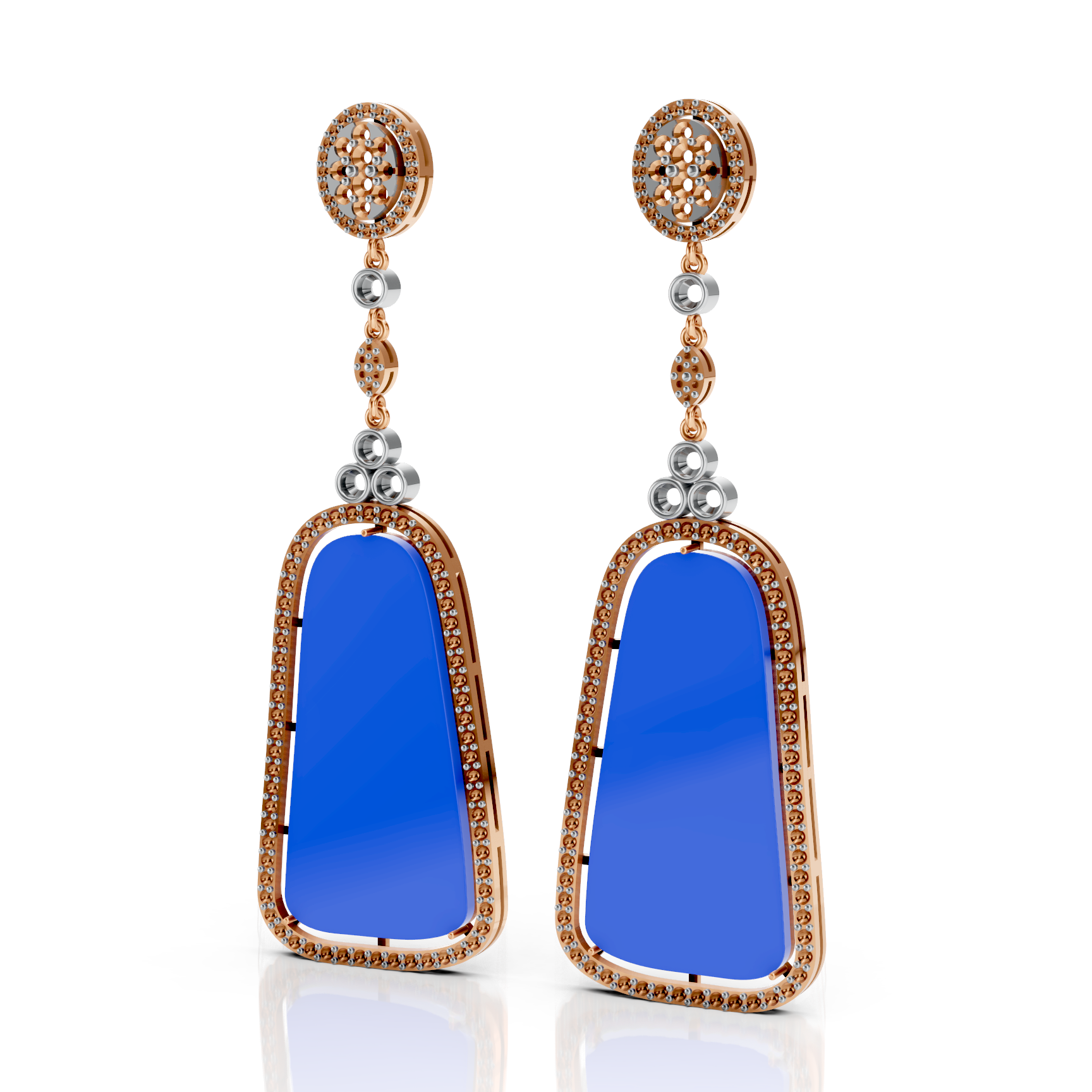 Modern Blue Statement Earring Semi Mounts