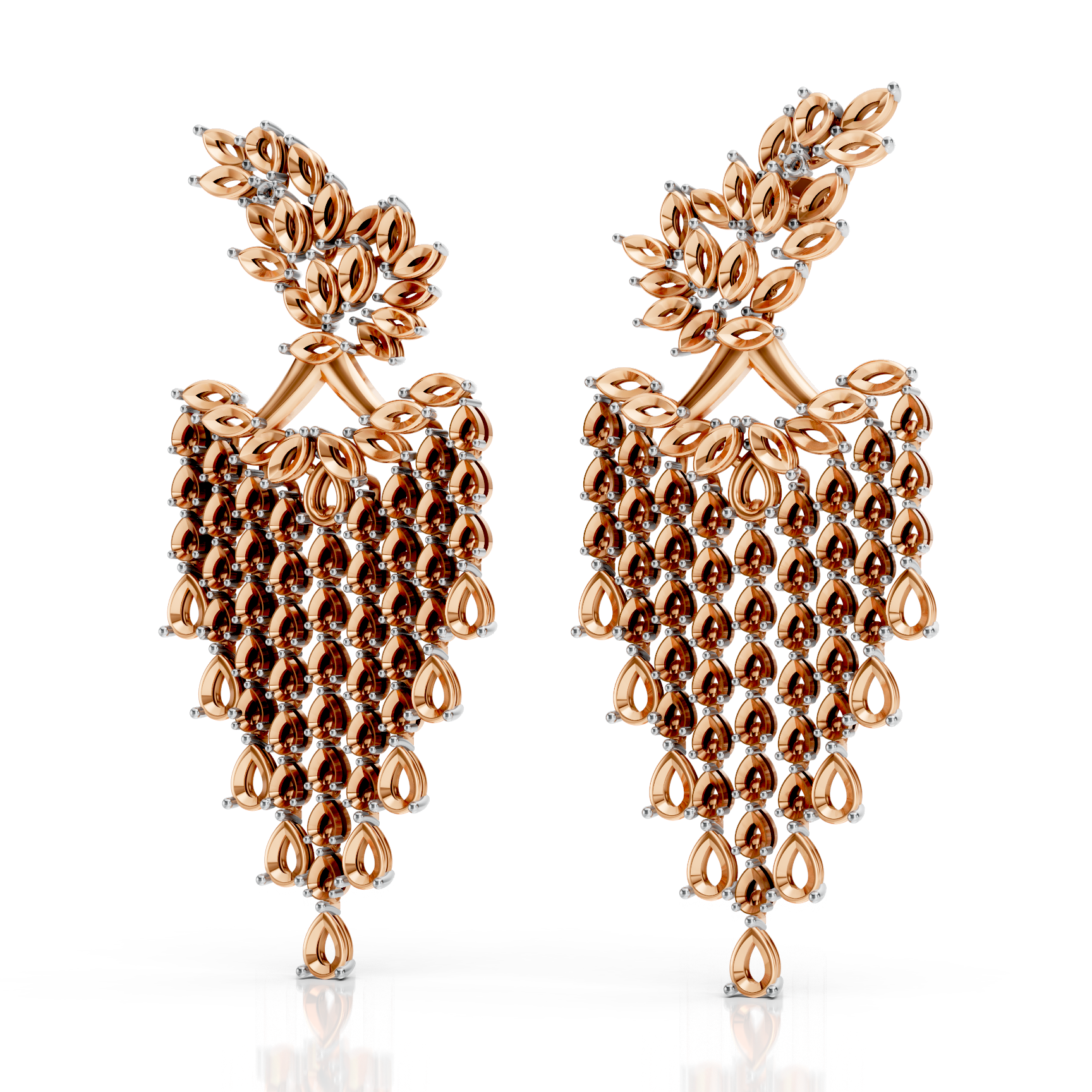 Pear Cluster Fancy Long Dangler Earring Semi Mounts