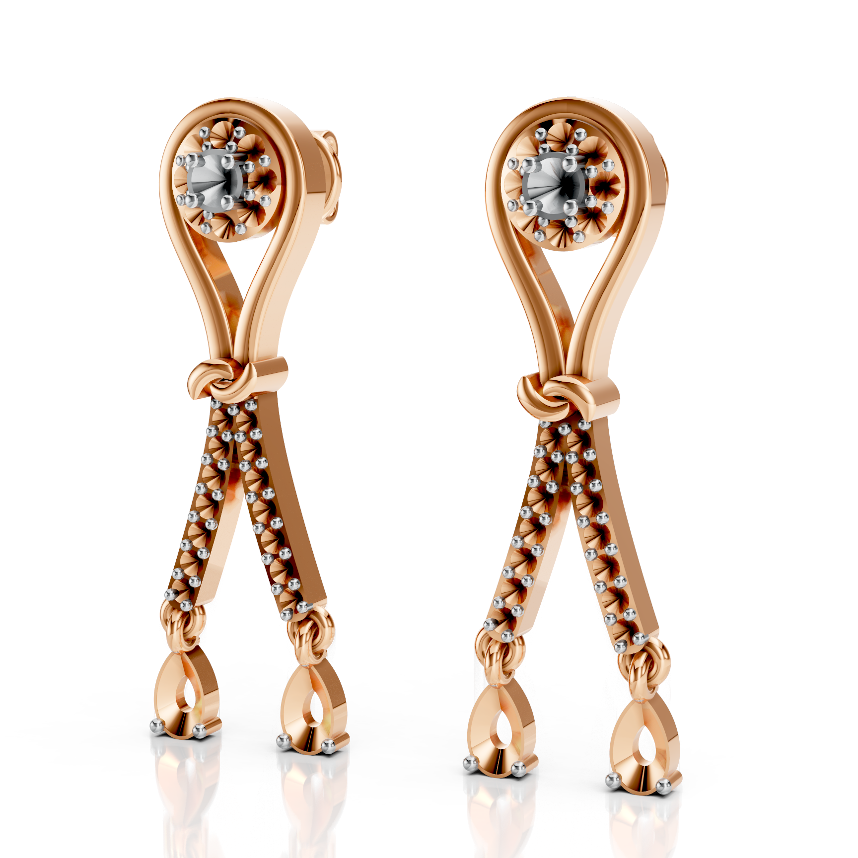 Dual Drop Fancy Long Dangler Earring Semi Mounts