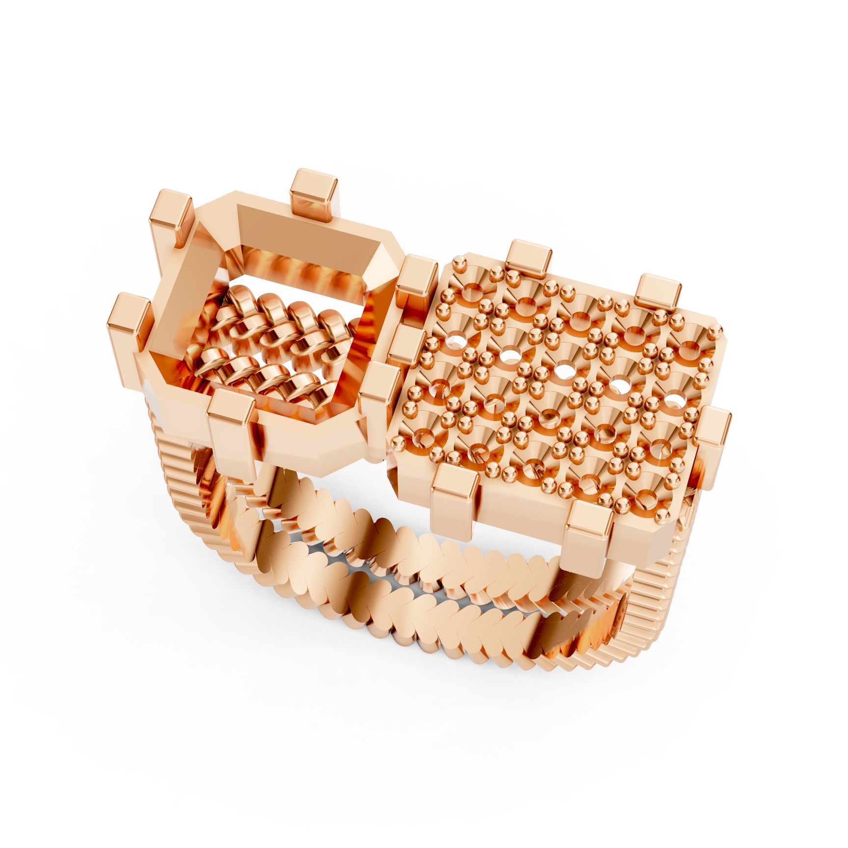 Designer Mounted Ring with Emerald-Cut Center