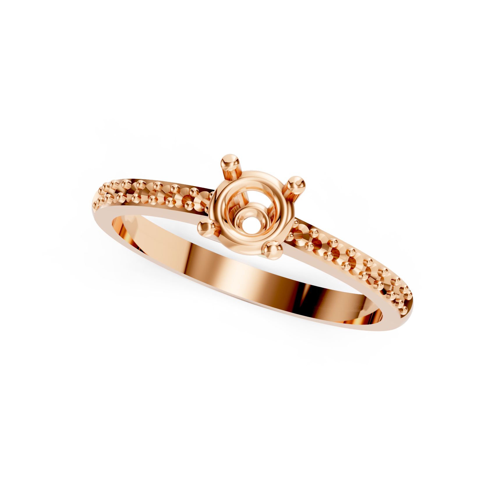 Round Diamond Ring Settings for Pavé Solitaire Elegance