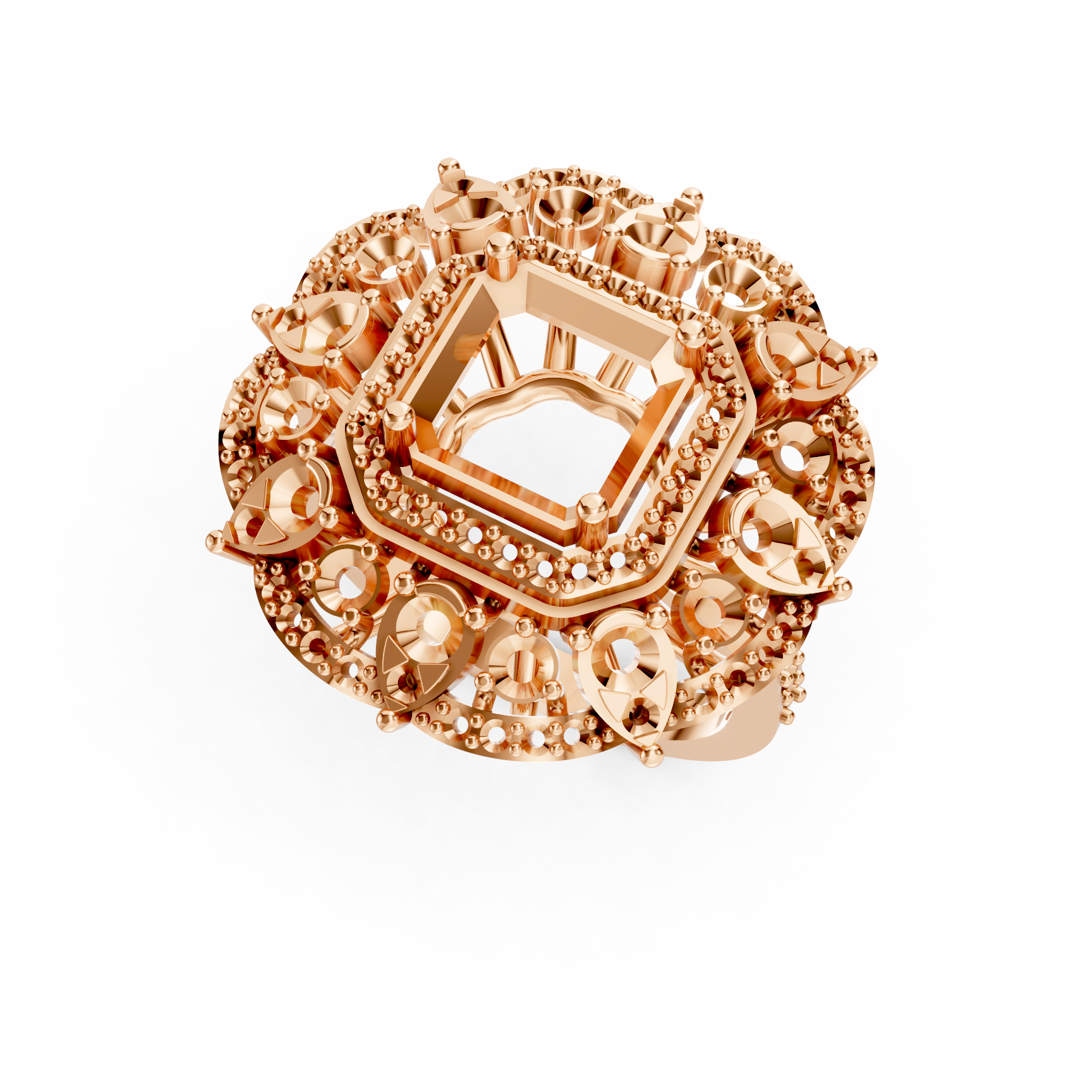 Vintage Emerald Cut Ring Settings for Halo Gemstone Rings