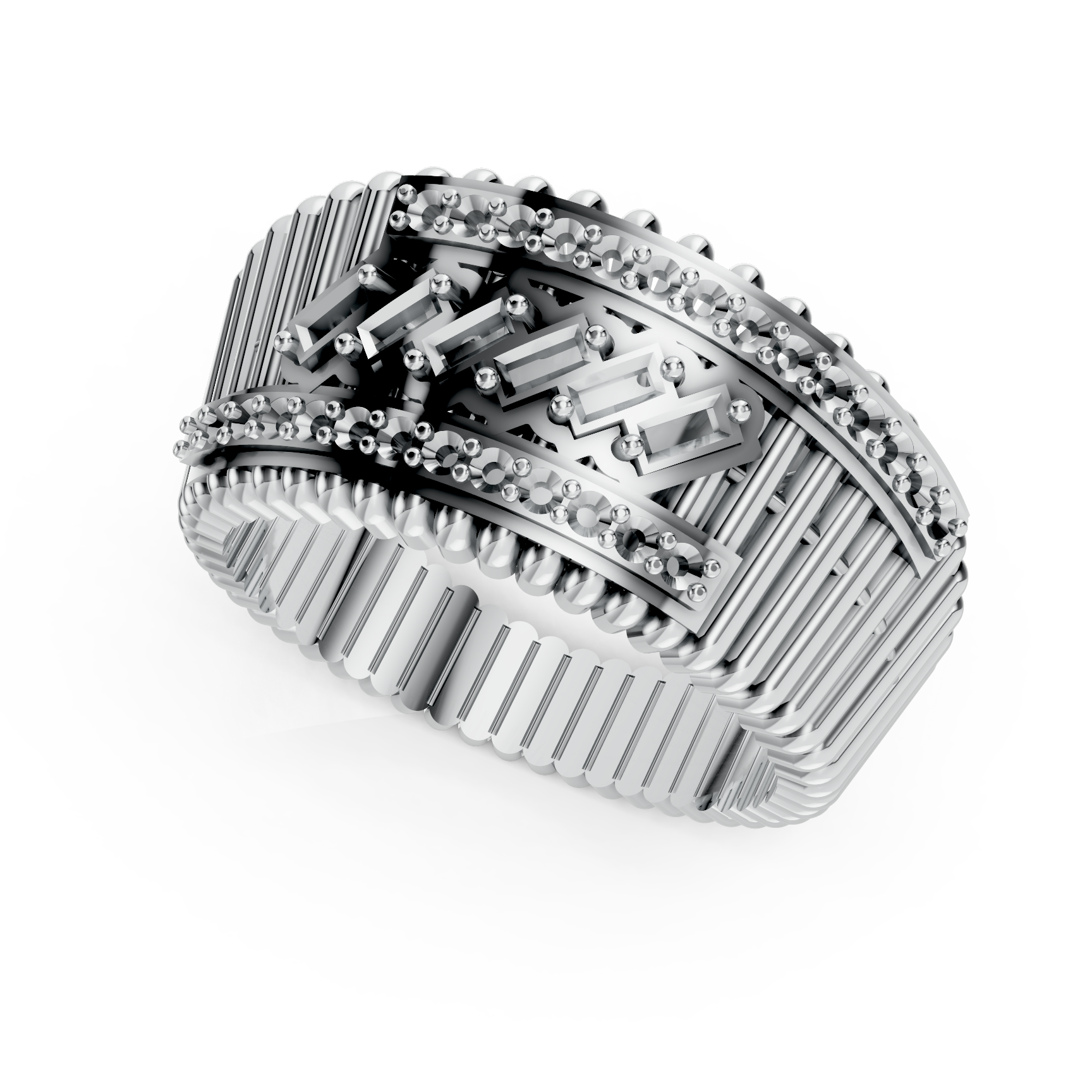 Elegant Gold Ring Mountings for Textured Multi Row Bands