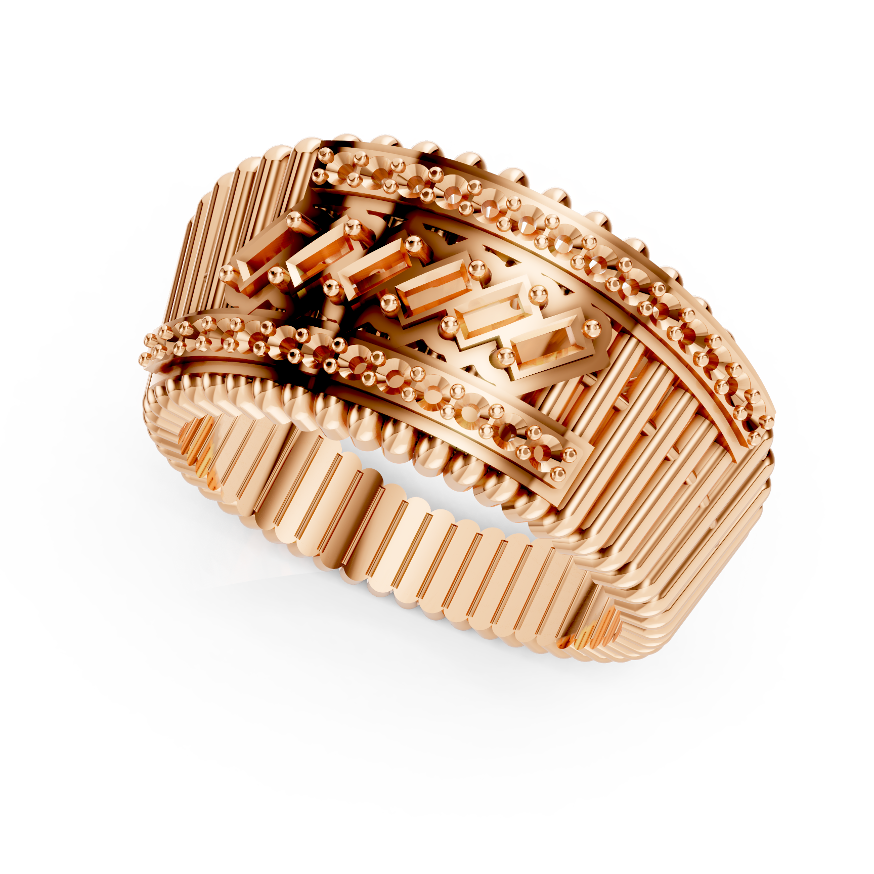 Elegant Gold Ring Mountings for Textured Multi Row Bands
