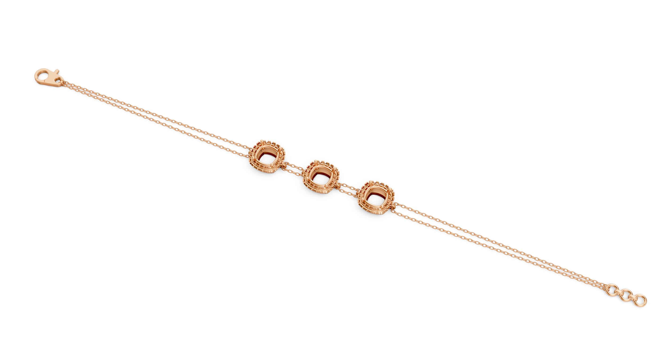 Gold Bracelet Mountings for Halo Color Stone Chain Bracelets