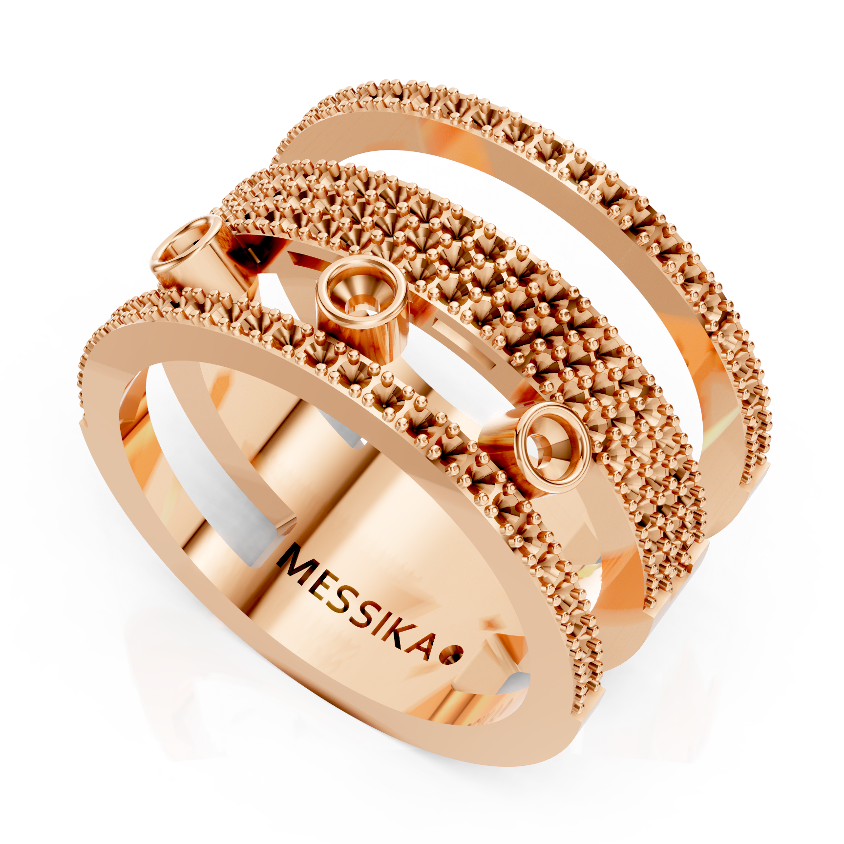 Diamond Bezel Pavé Multi Band Gold Ring