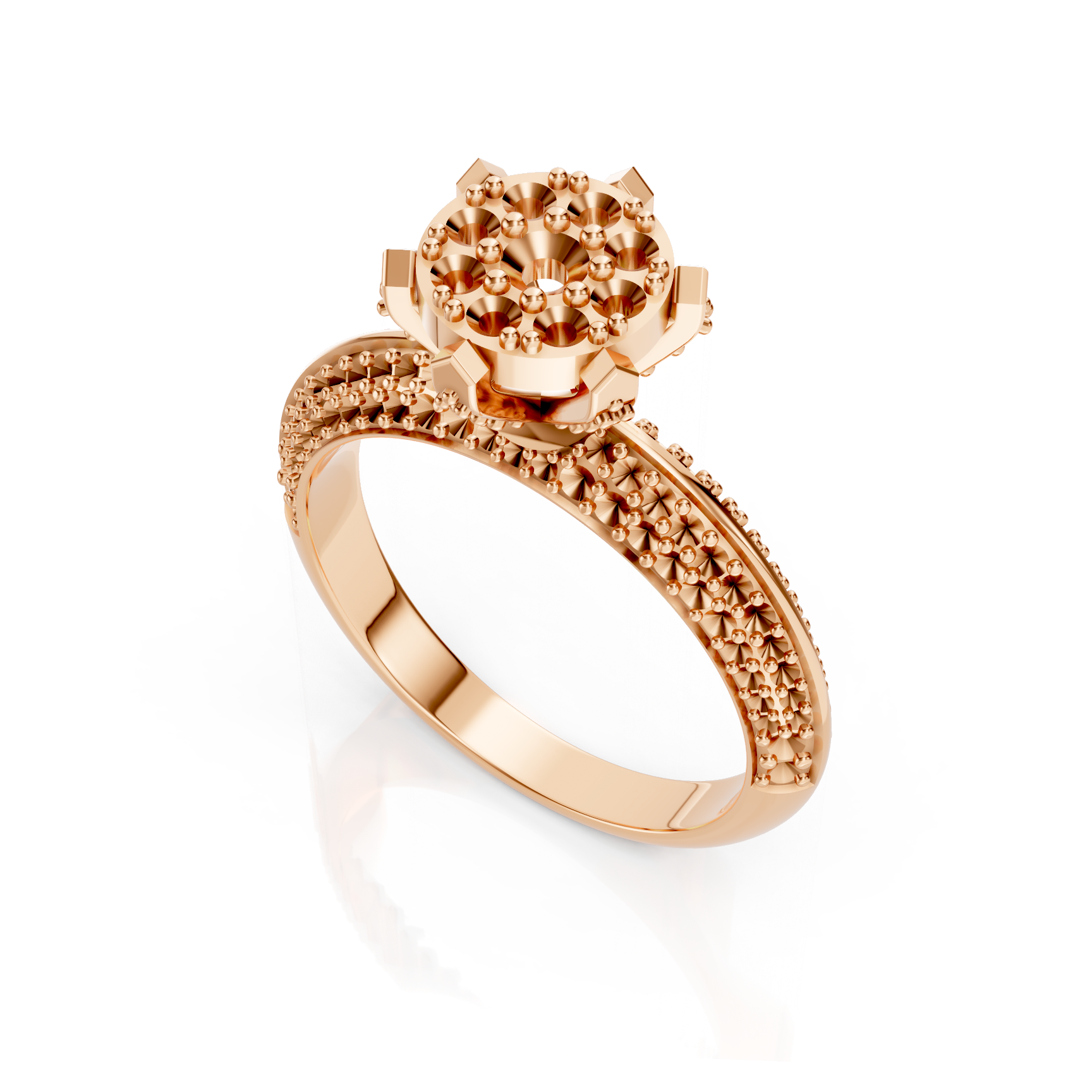 Round Diamond Cluster Crown Pavé Ring