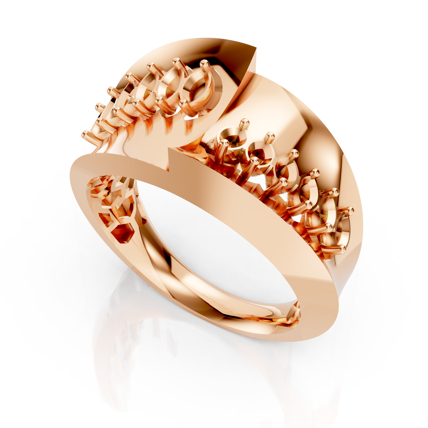 Marquise Diamond Wide Bypass Ring
