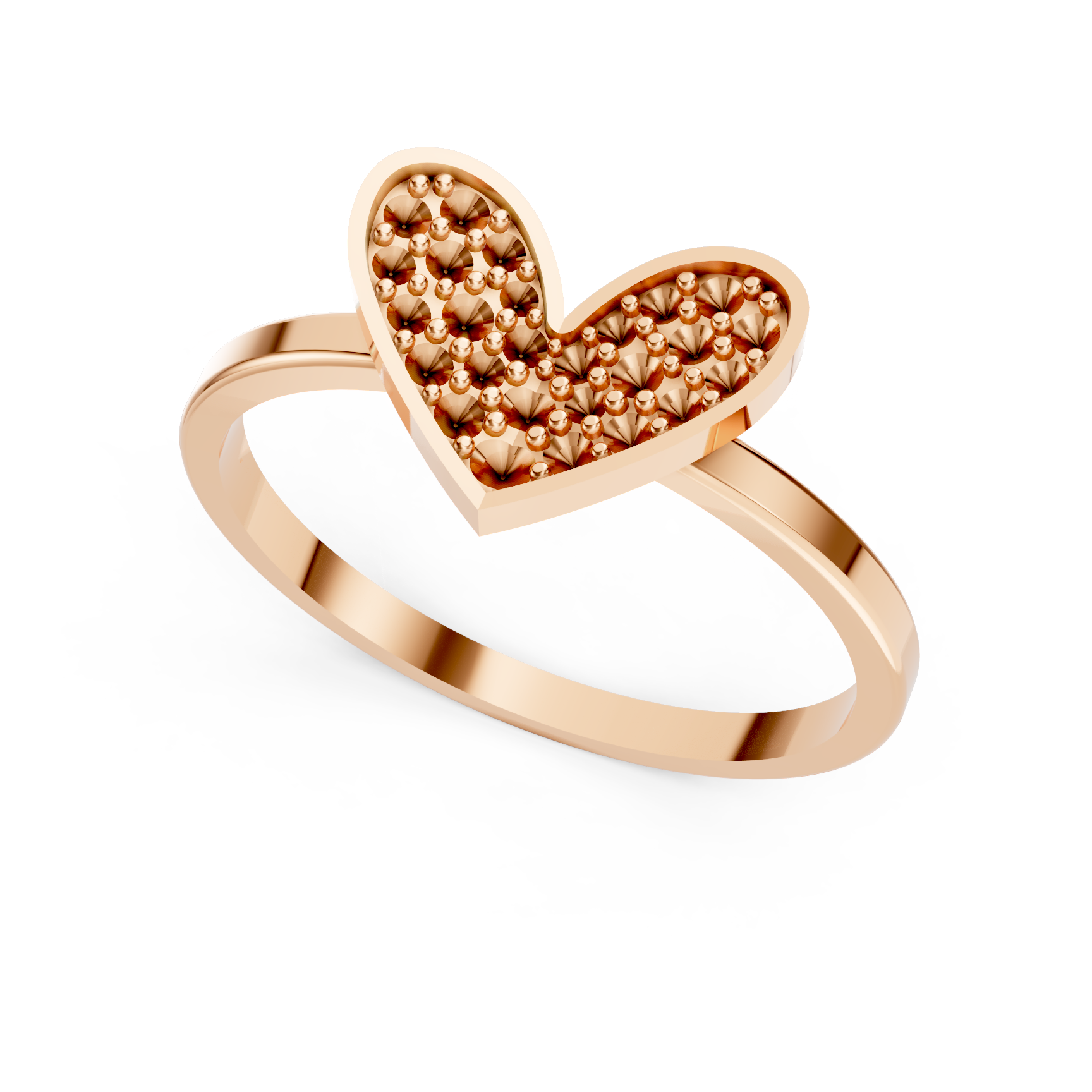 Diamond Pave Tilted Heart Motif Ring