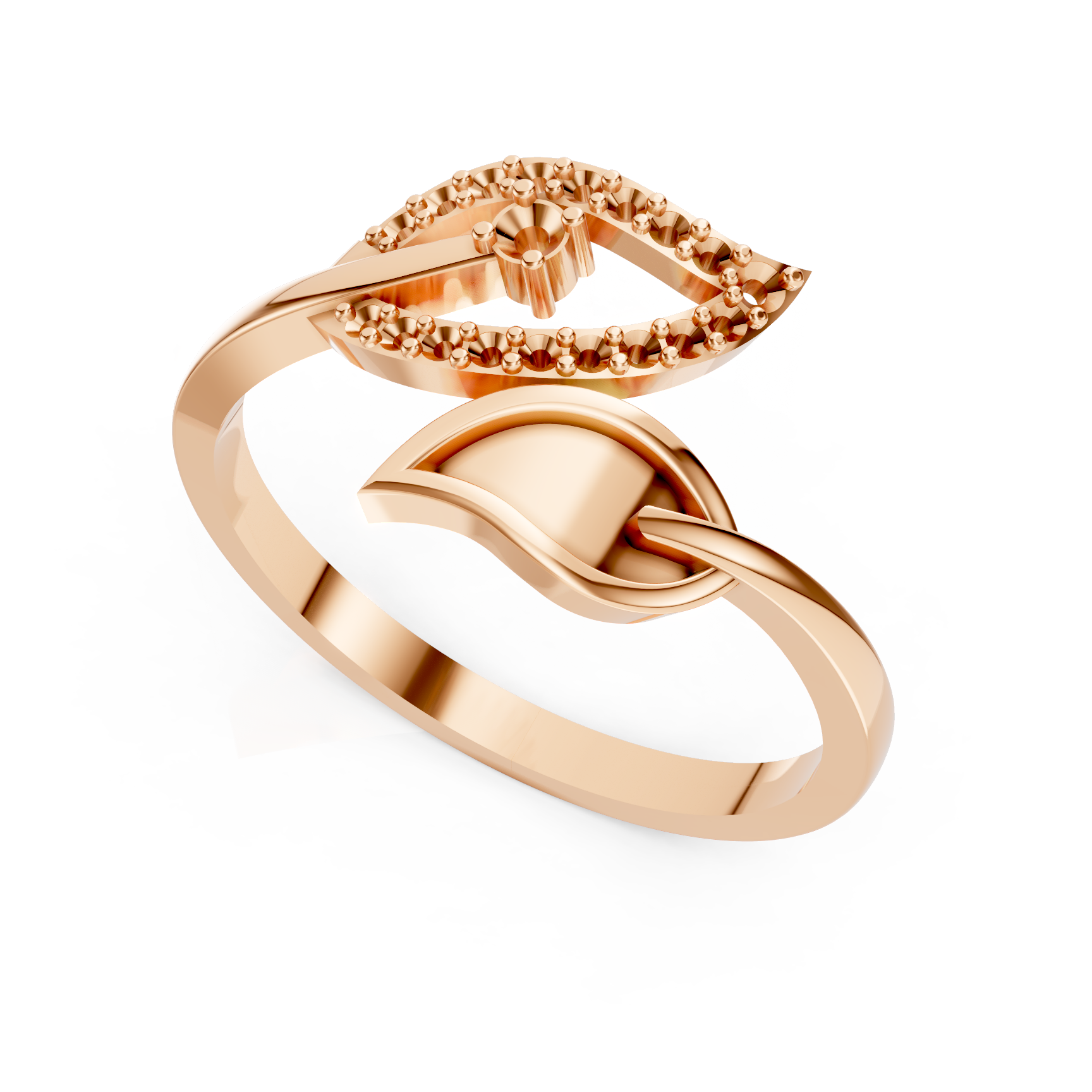 Diamond Green Enamel Twin Leaf Wrap Ring