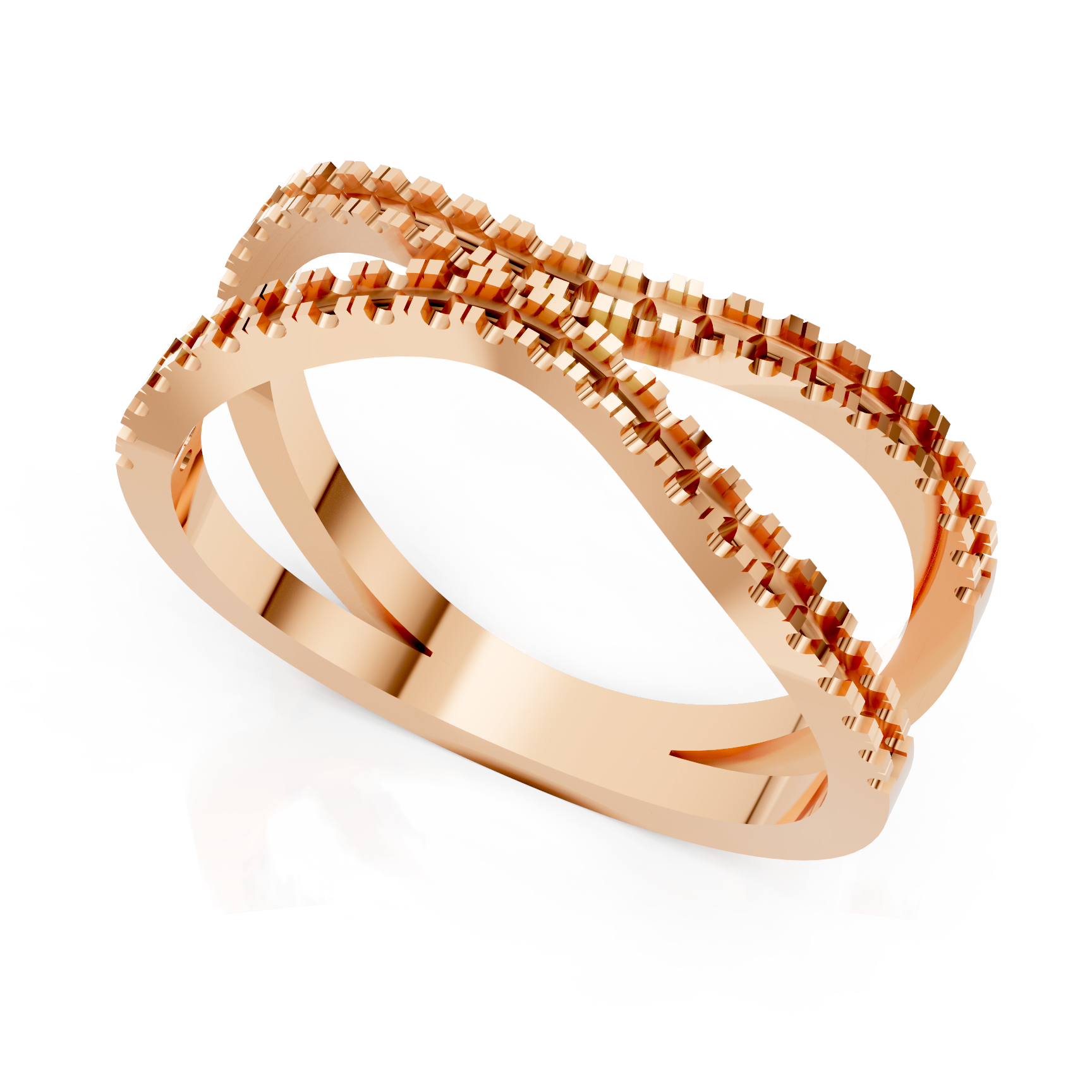 Diamond Pave Crisscross X Band Ring