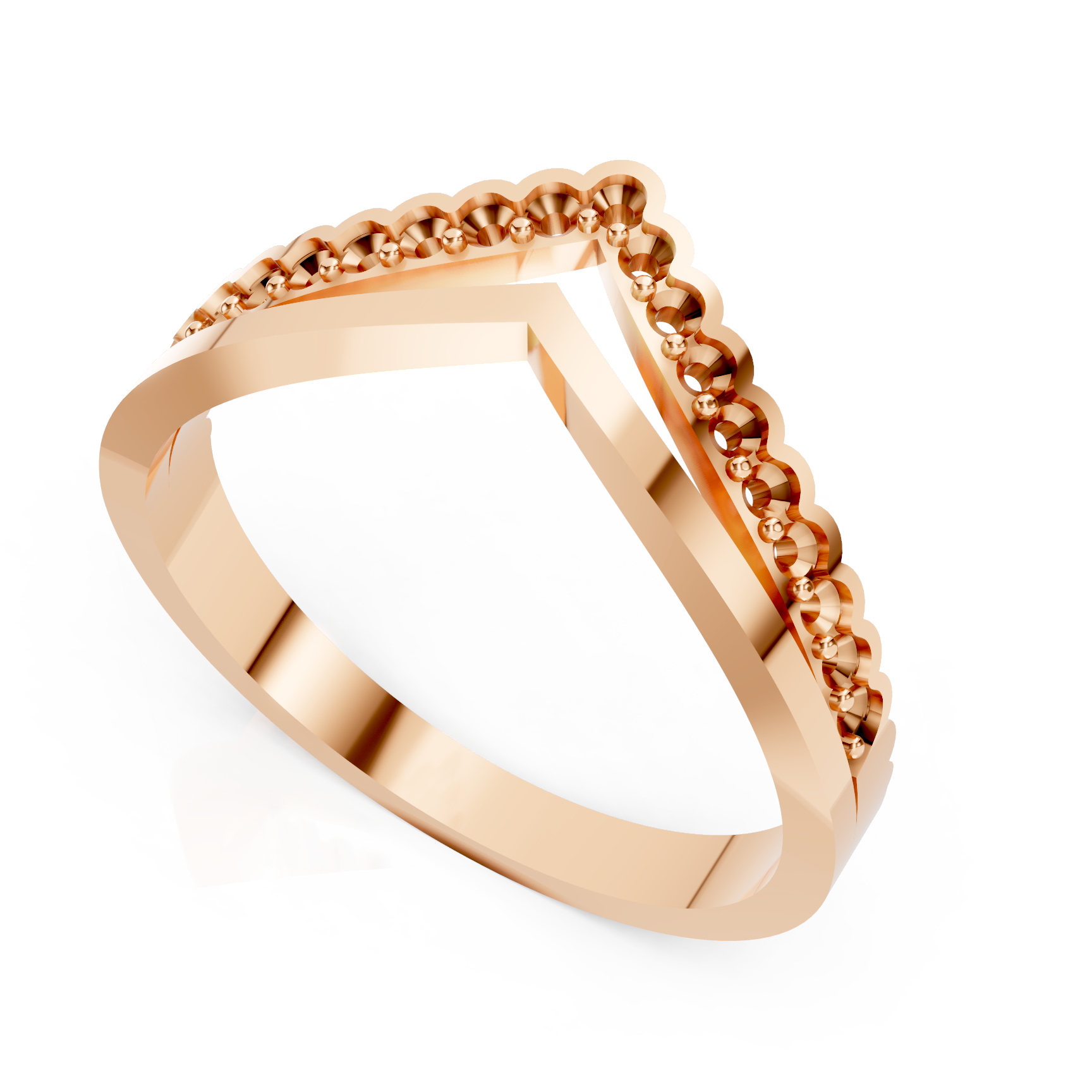Diamond Double Wishbone Chevron Ring