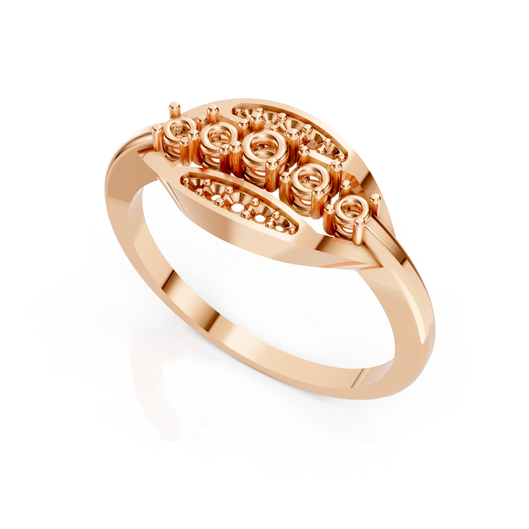 Chic Leaf Motif Graduated Diamond Ring