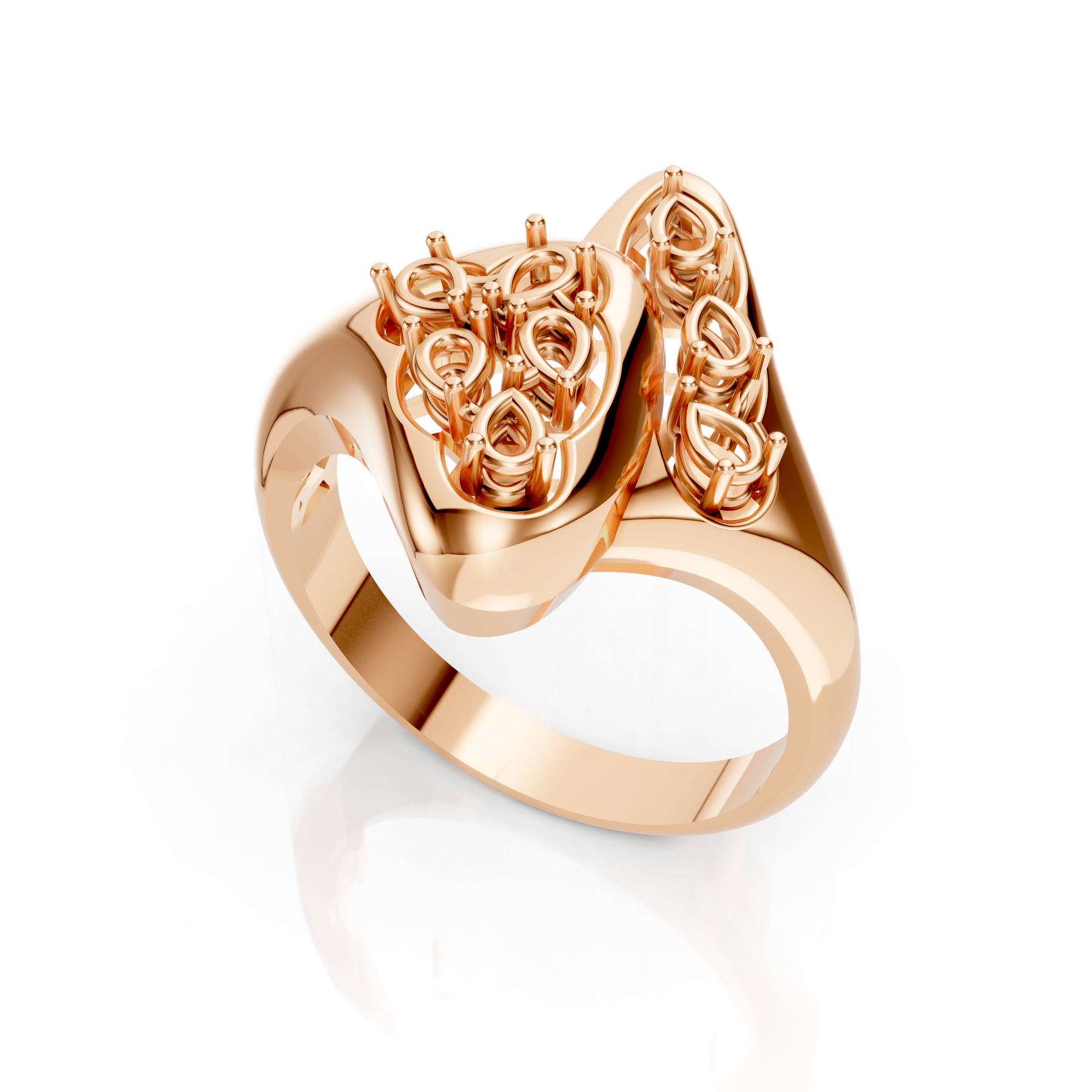 Asymmetric Pear Cluster Rose Gold Ring