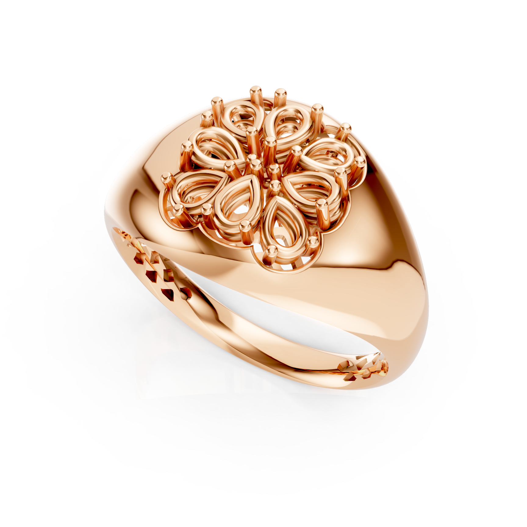 Grand Pear Cluster Rose Gold Dome Ring