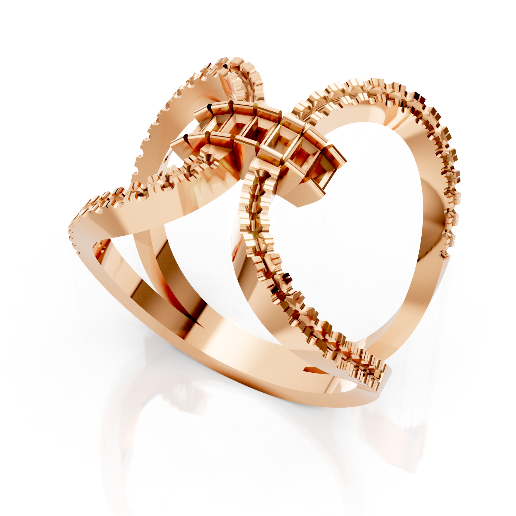 Baguette Loop Rose Gold Crossover Ring