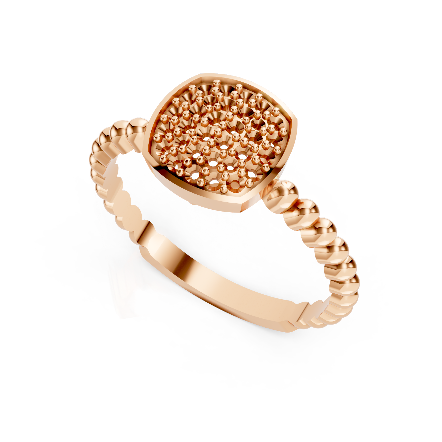 Cushion Pave Signet Rose Gold Ring