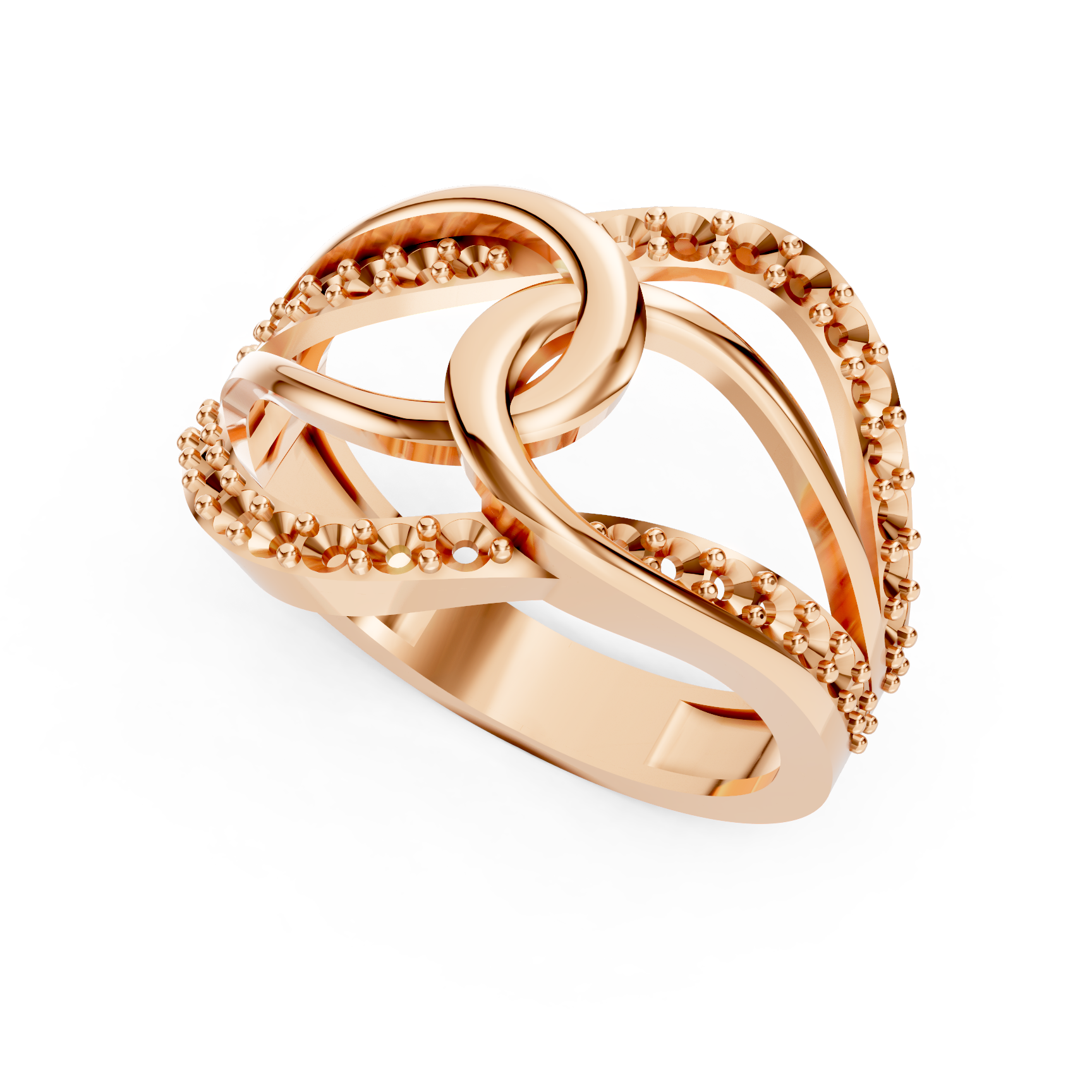 Two-Tone Crossover Rose Gold Diamond Ring