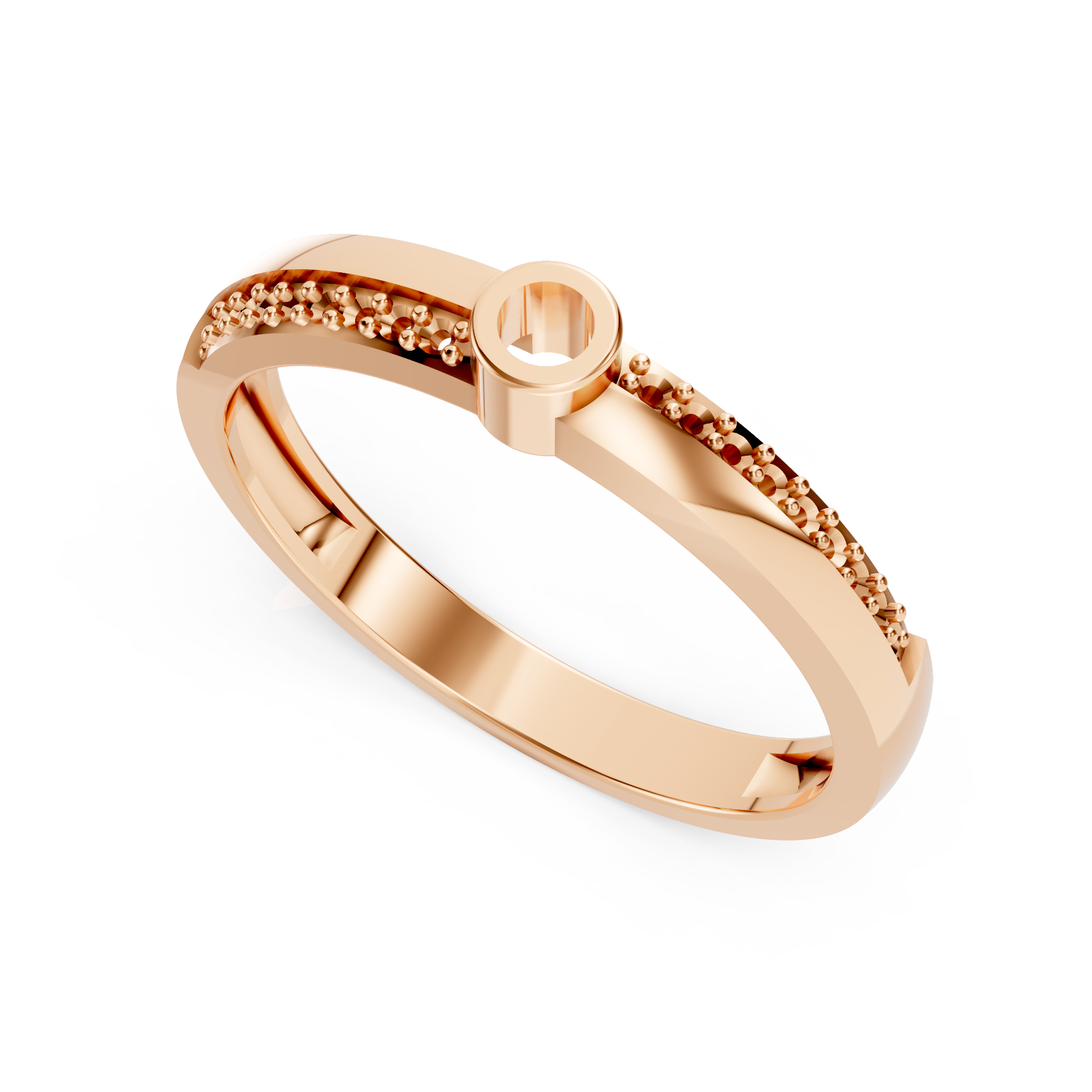 Bezel Solitaire Channel Rose Gold Band
