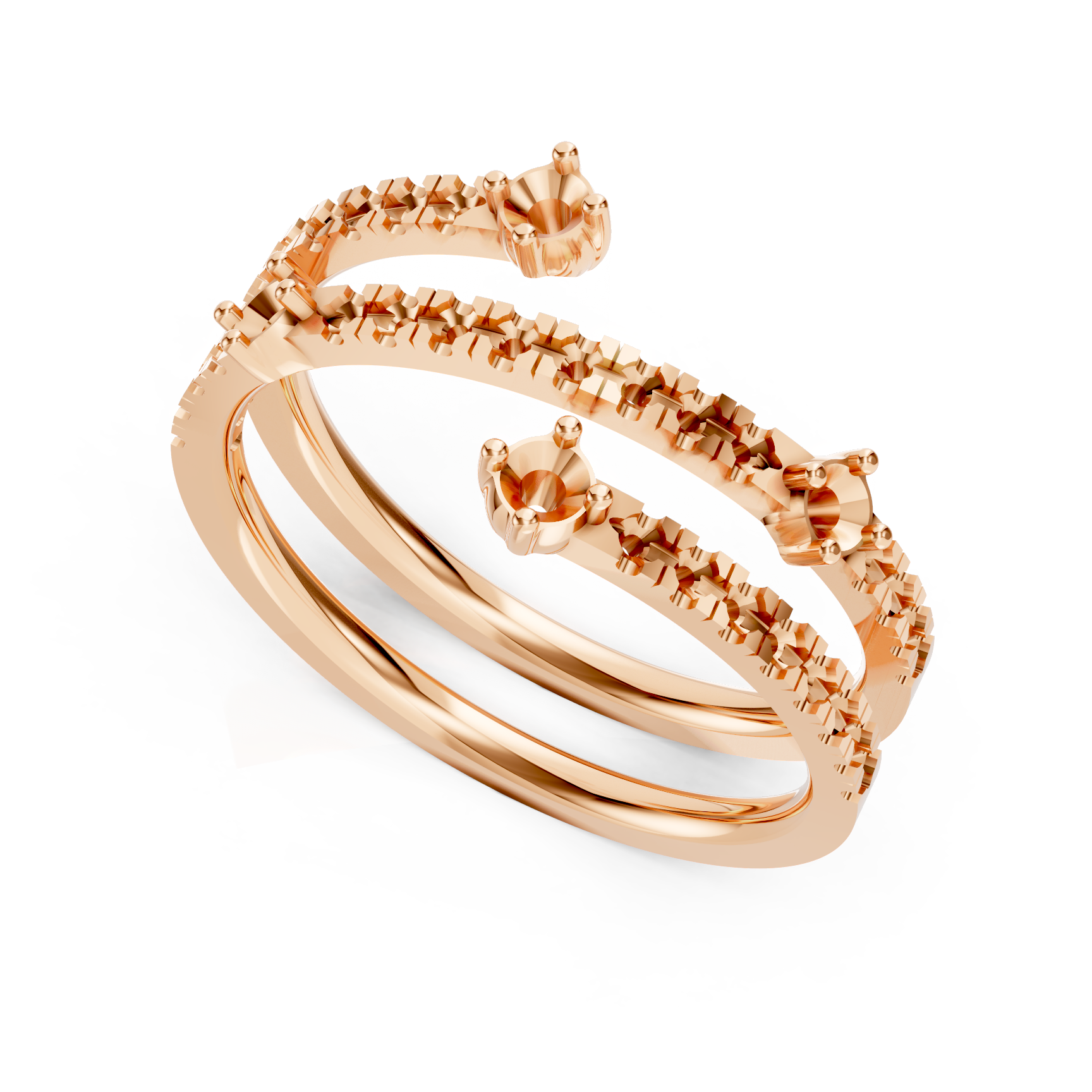 Quad Accent Open Spiral Rose Gold Ring