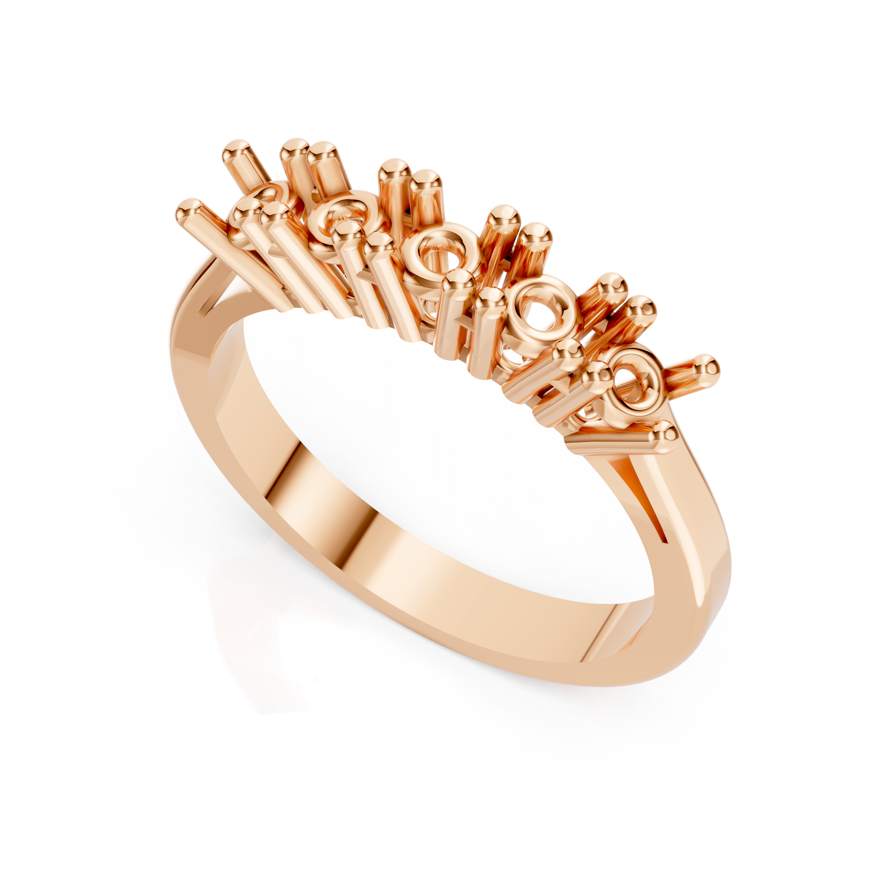 Five Stone Linear Rose Gold Diamond Ring