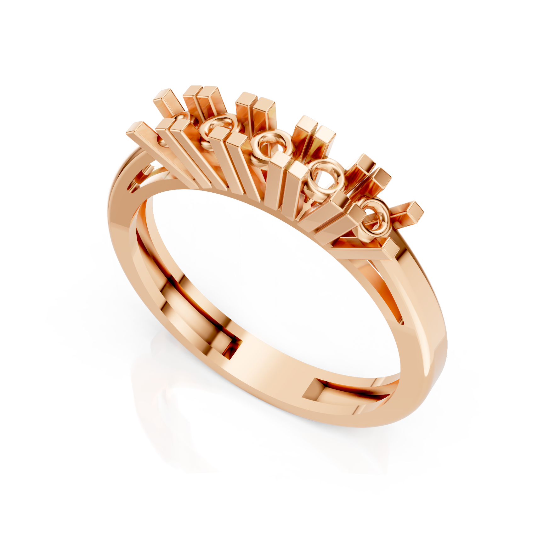Five Stone Raised Rose Gold Diamond Ring