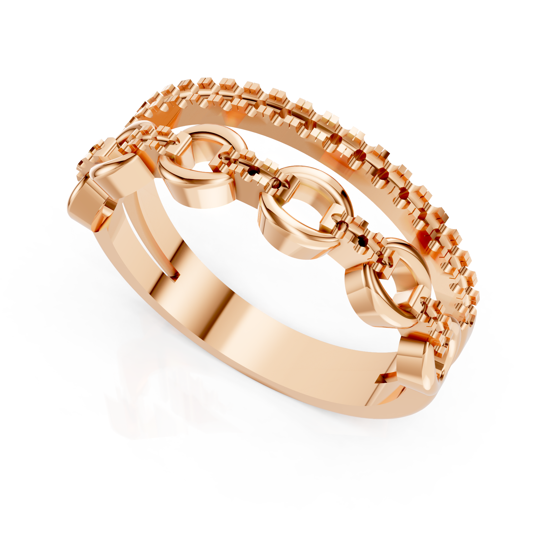 Interlocking Link Rose Gold Diamond Ring
