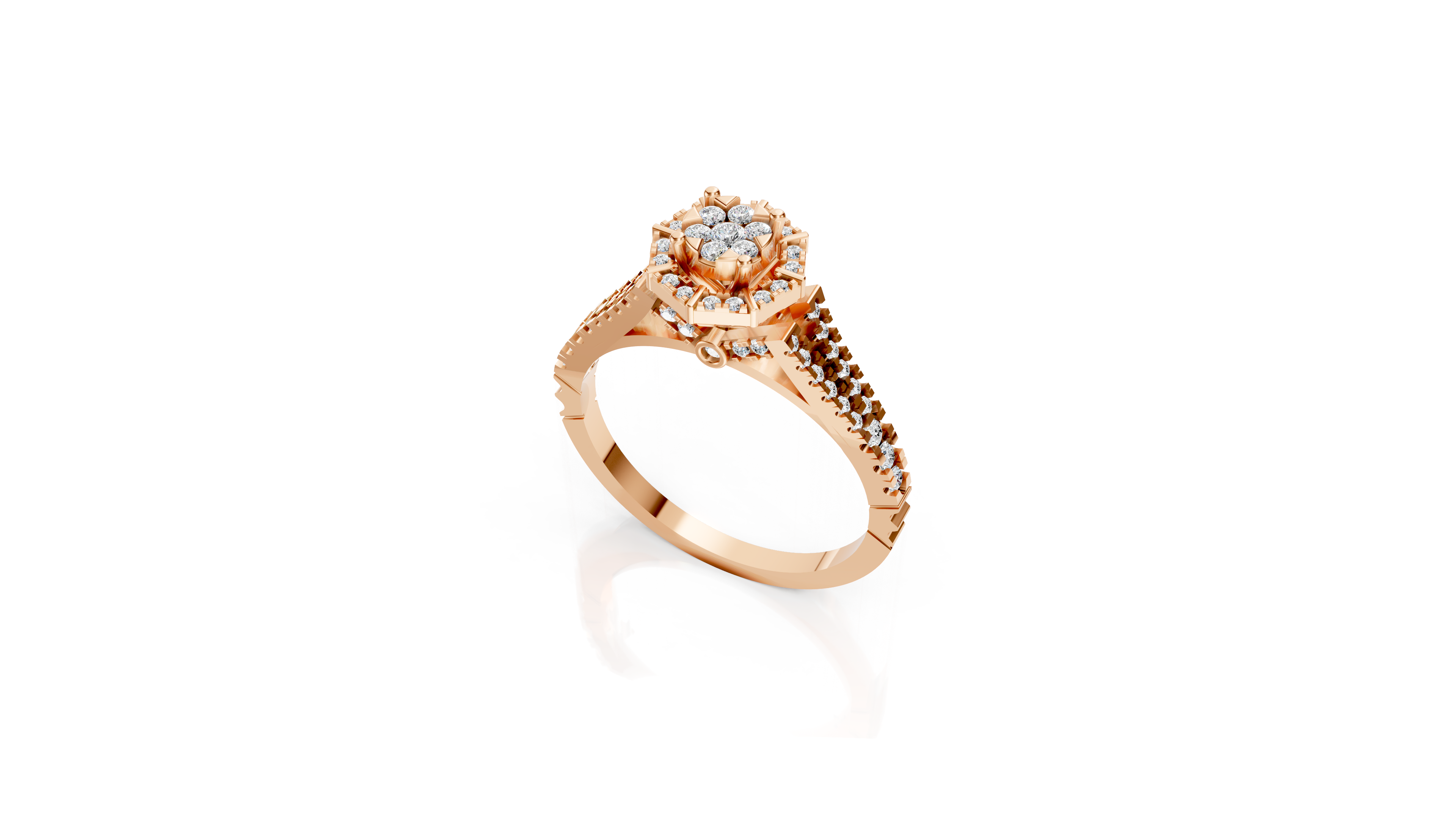 Two-Tone Octagonal Halo Diamond Ring