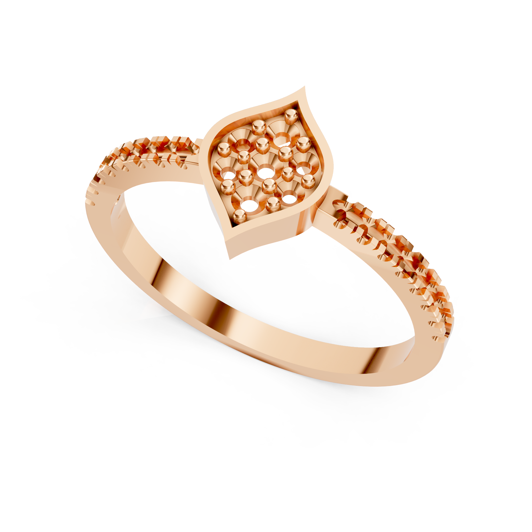 Leaf Cluster Yellow Gold Diamond Ring