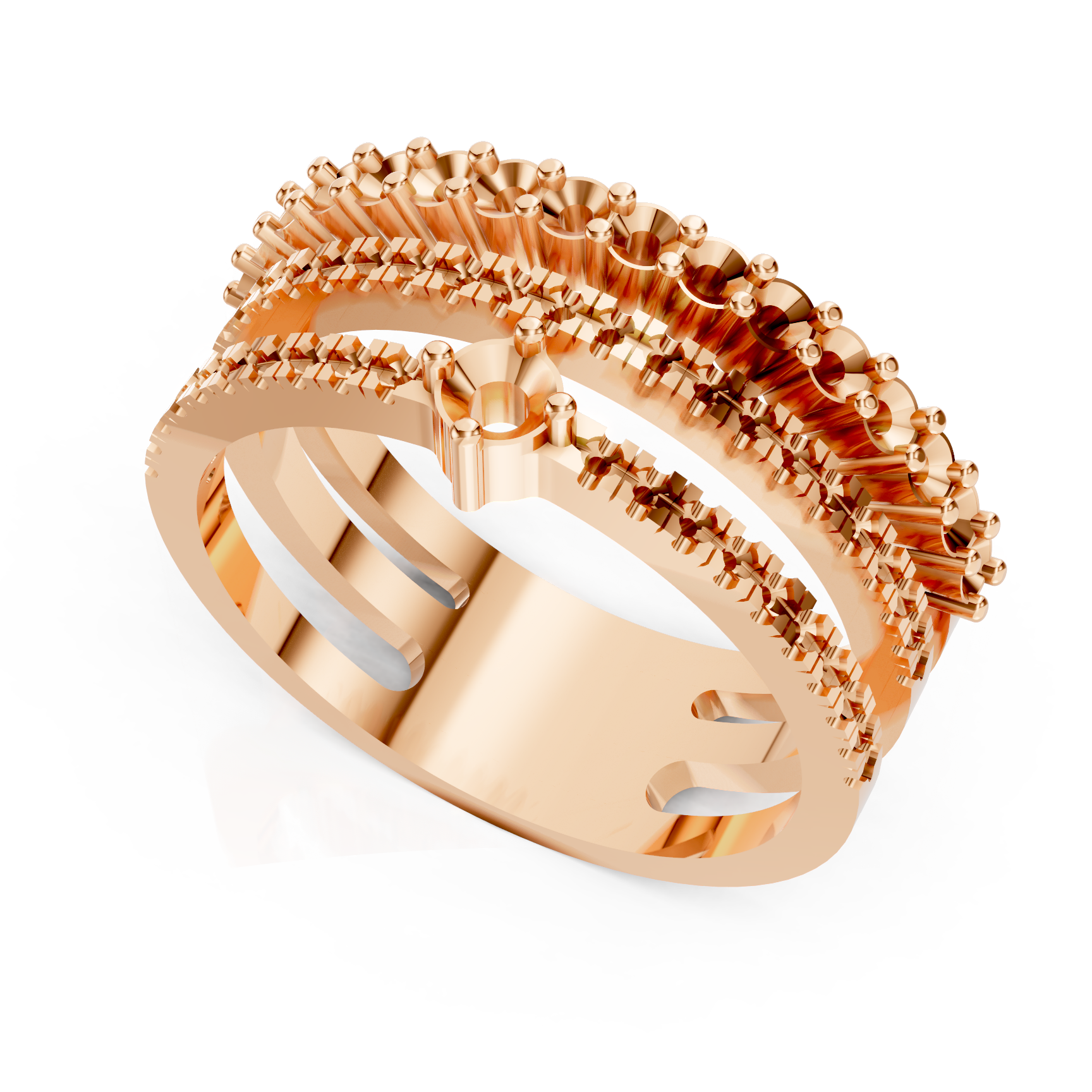 Triple Tiered Solitaire Rose Gold Ring