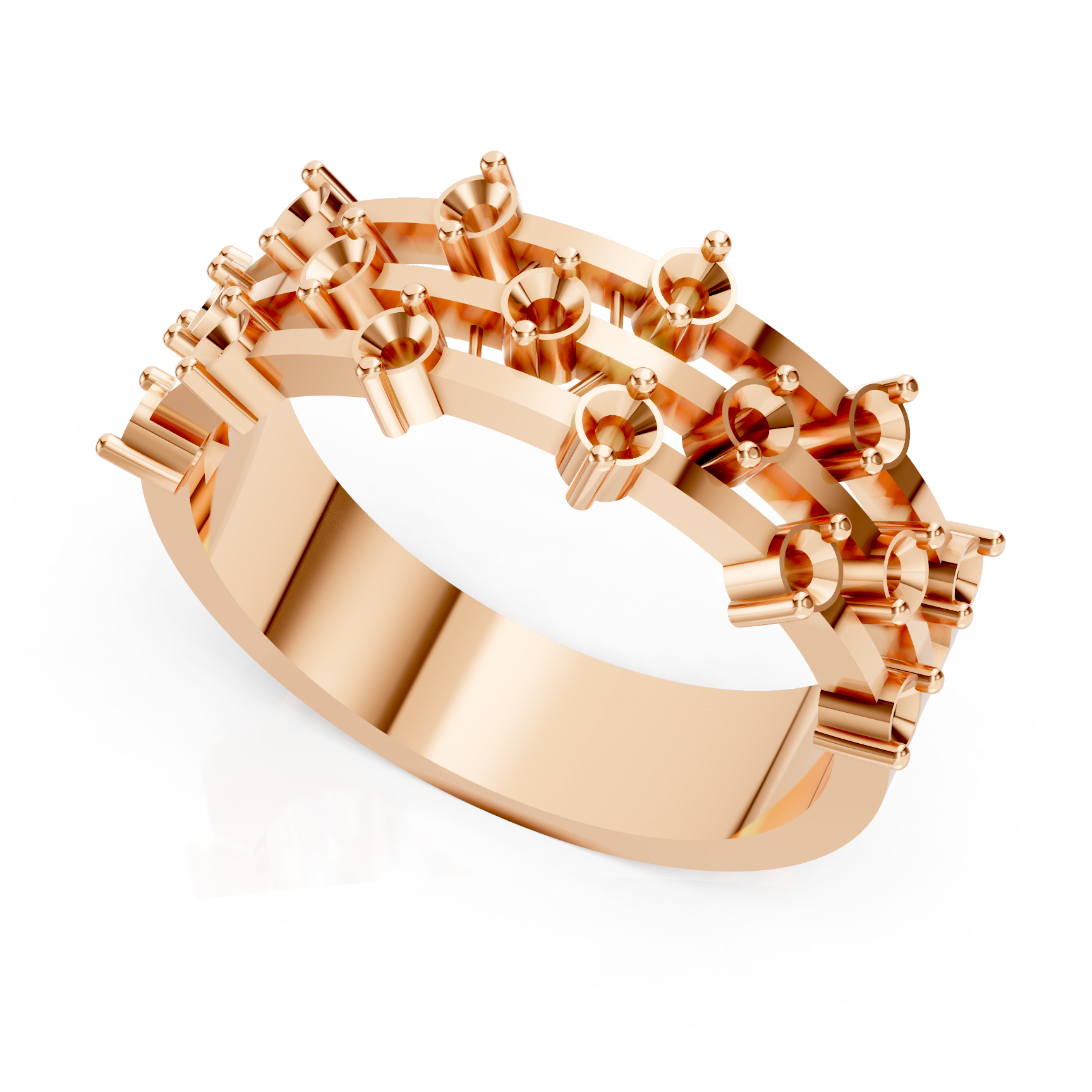 Staggered Matrix Rose Gold Diamond Ring