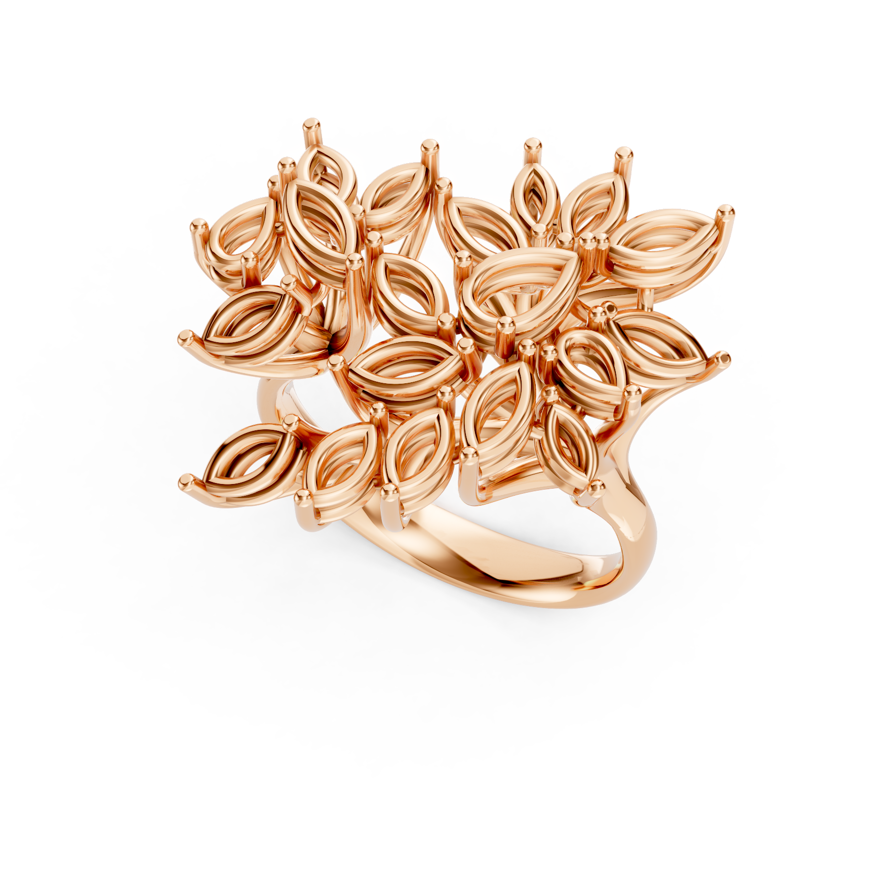 Botanical Marquise Pear Rose Gold Ring