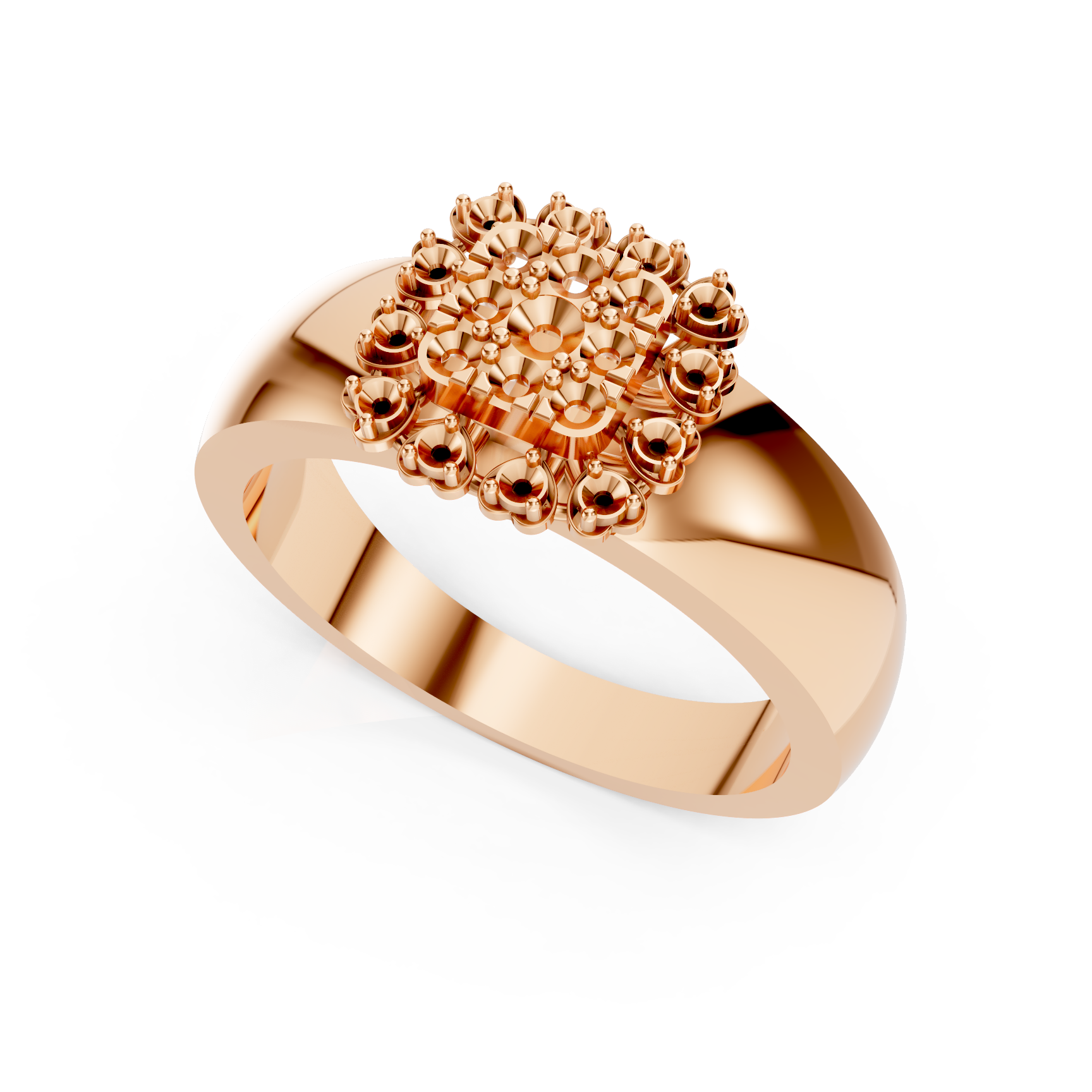 Square Cluster Medallion Rose Gold Ring