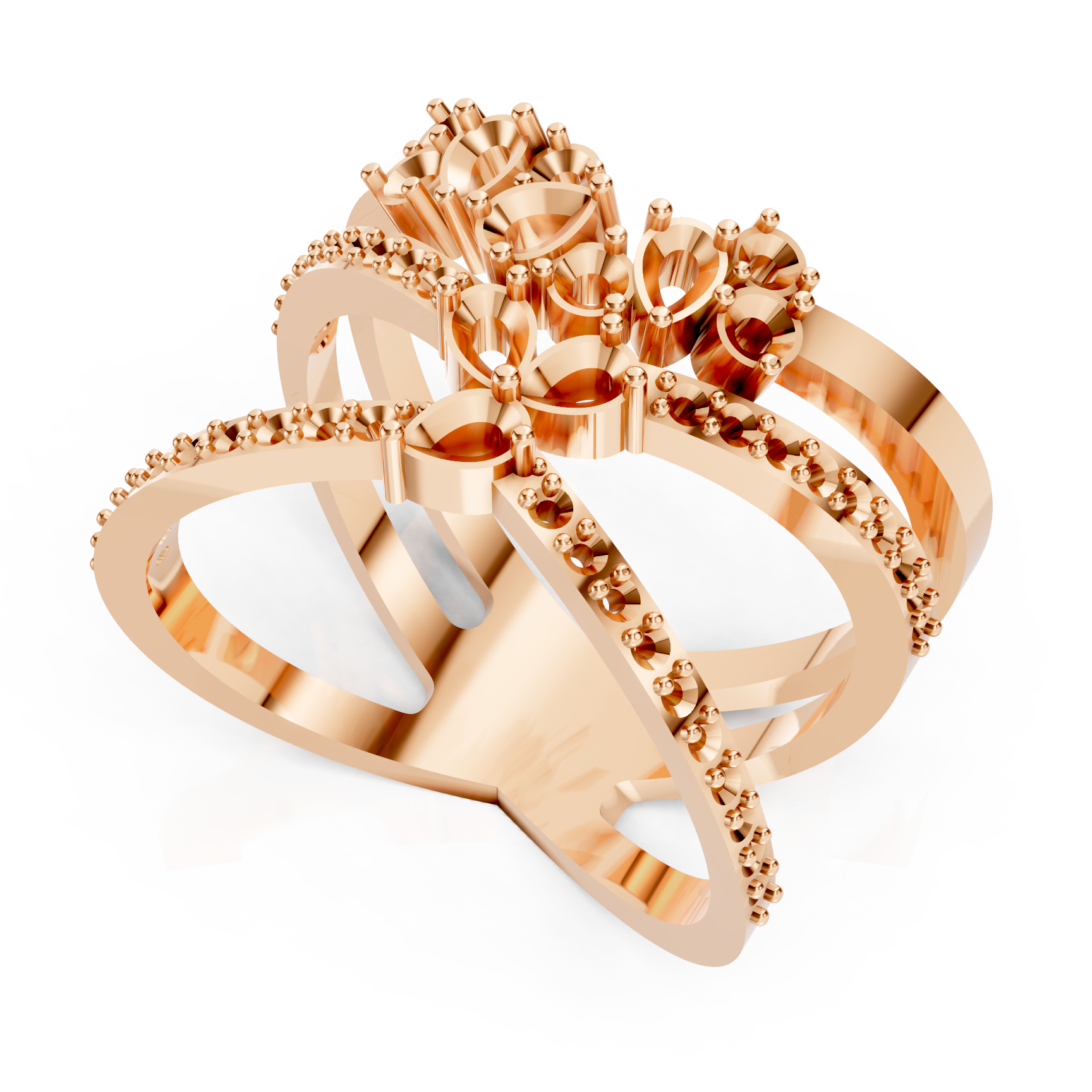 Crossover Pear Plume Rose Gold Ring