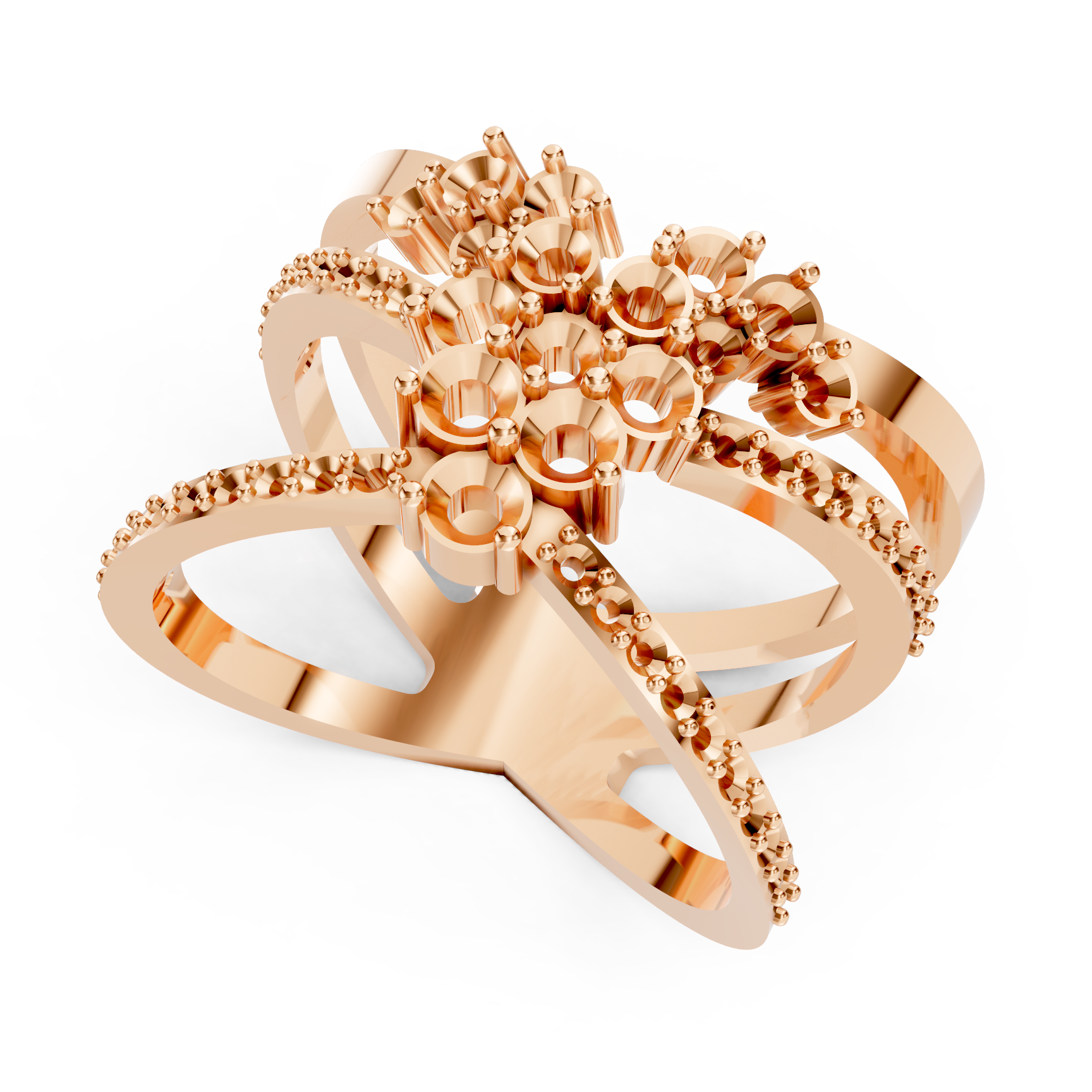 Crossover Pear Plume Gold Ring