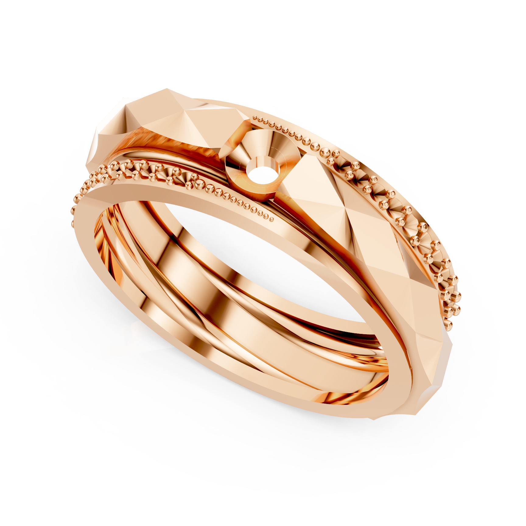 Faceted Solitaire Rose Gold Diamond Ring