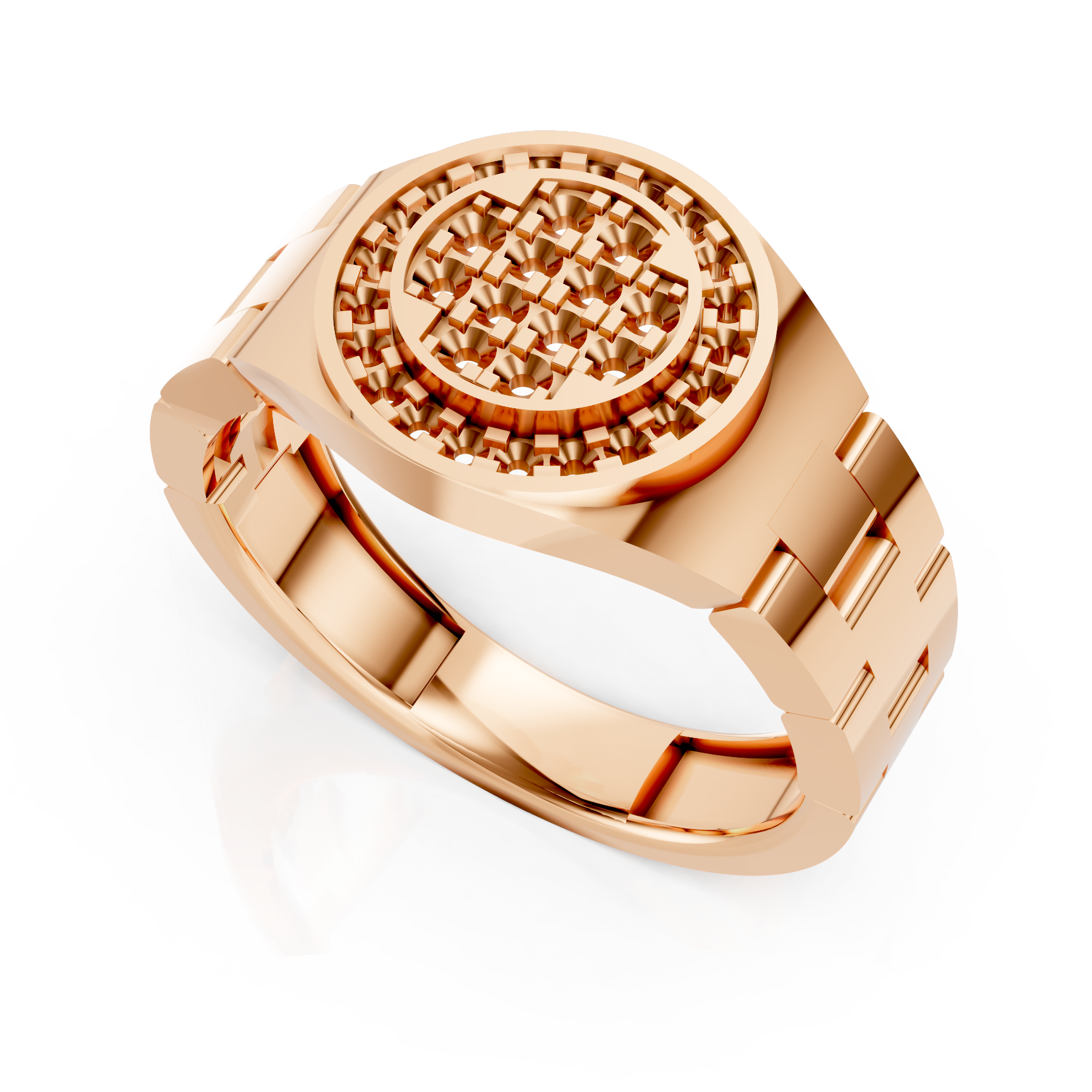 H-Link Circular Cluster Rose Gold Ring