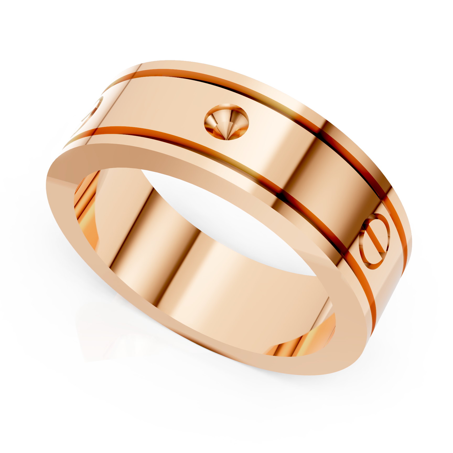 Screw Motif Rose Gold Diamond Gents Ring
