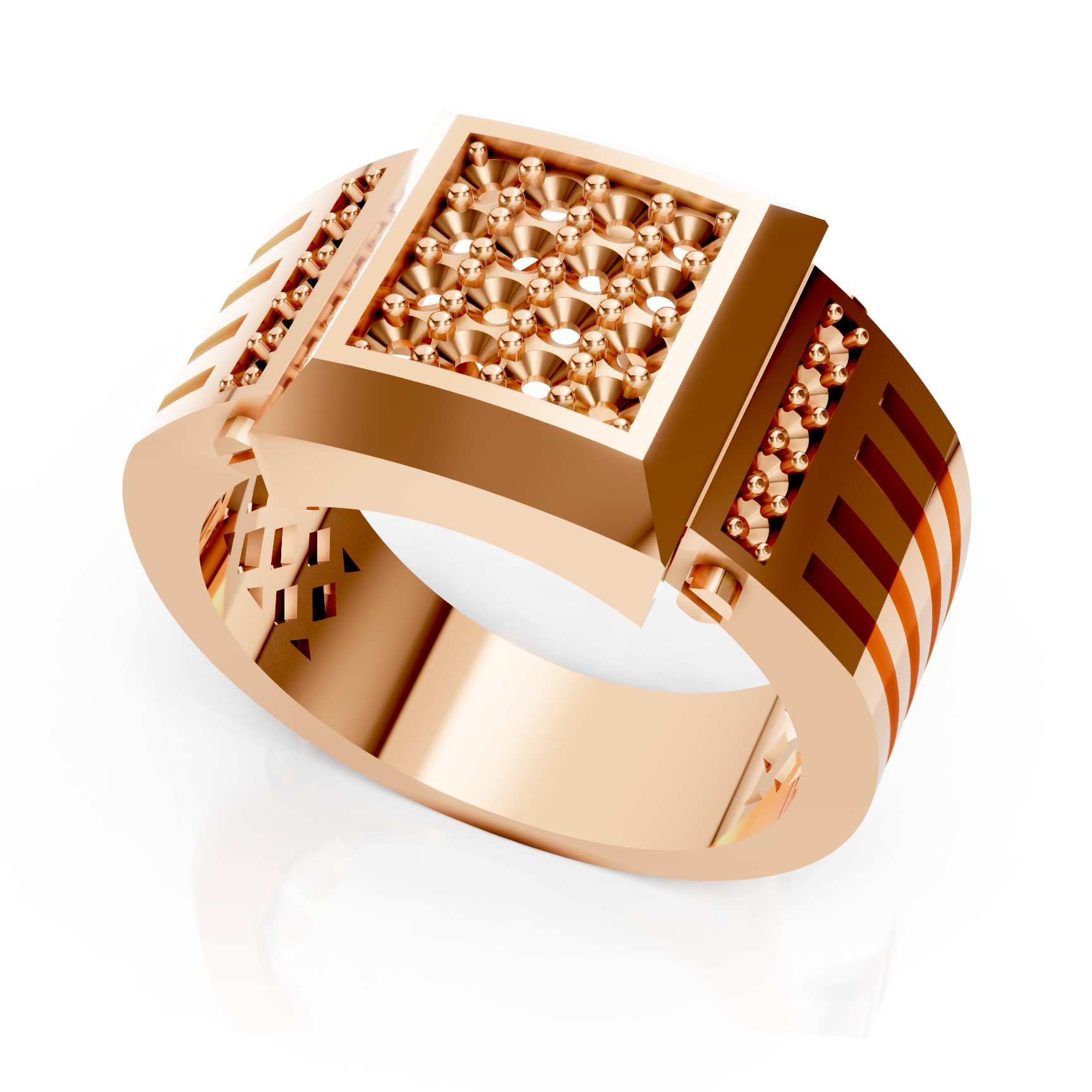 Two-Tone Square Pave Gents Diamond Ring
